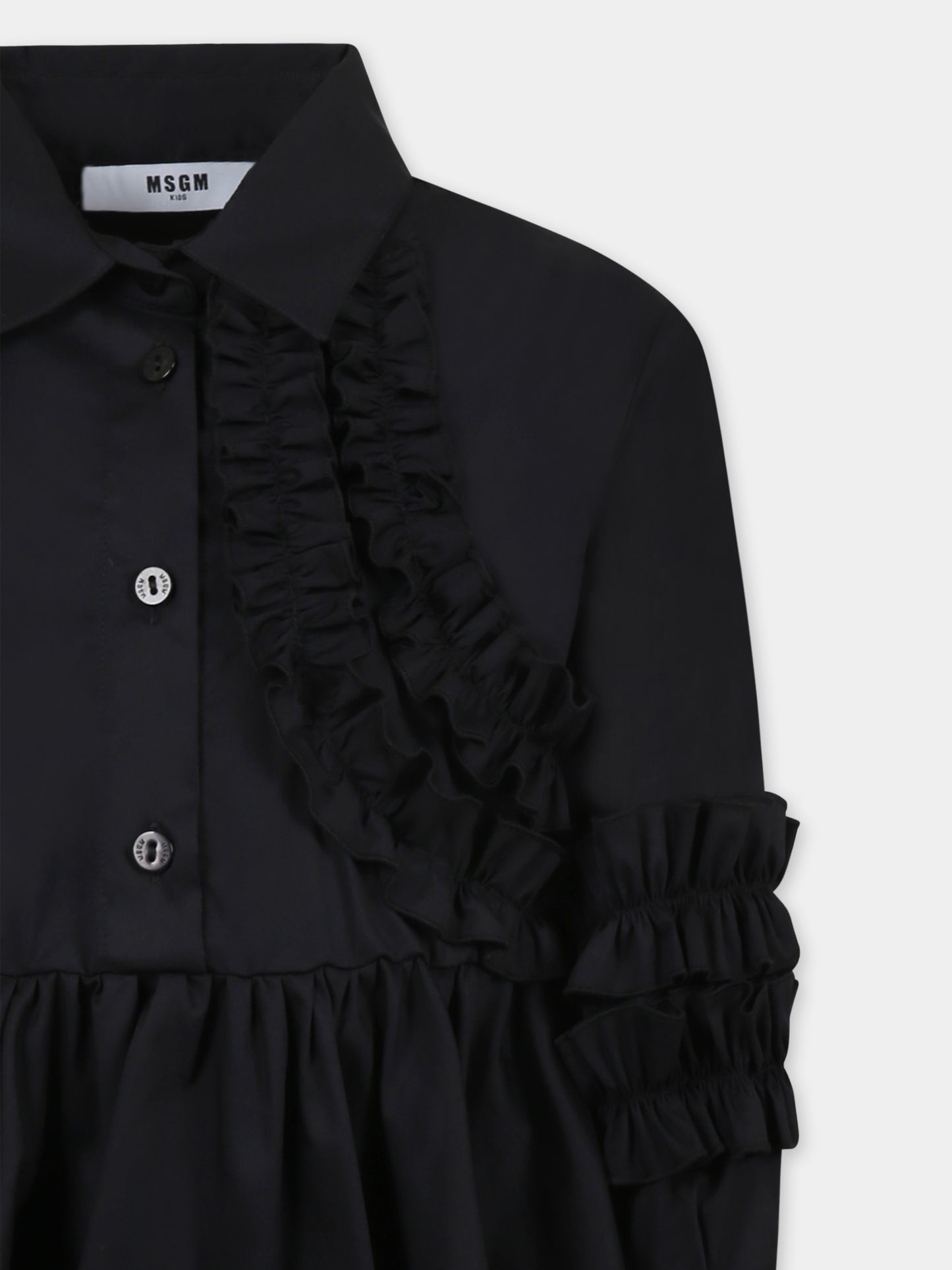 Vestito nero per bambina con logo,Msgm Kids,F4MSJGDR137 110