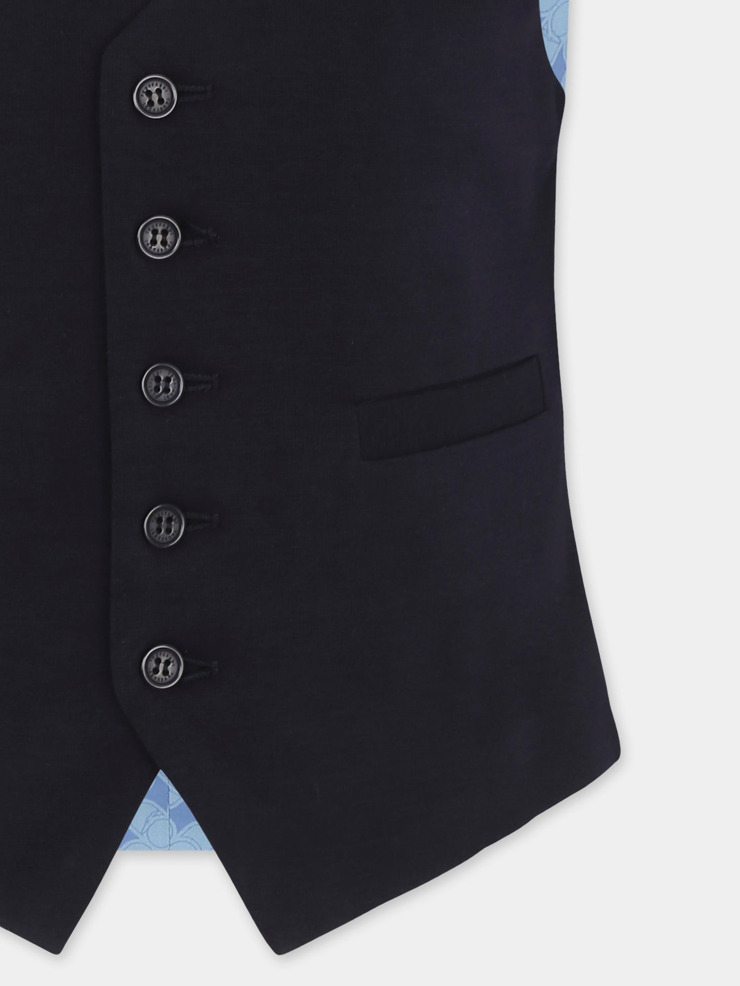 Blue waistcoat for boy with logo