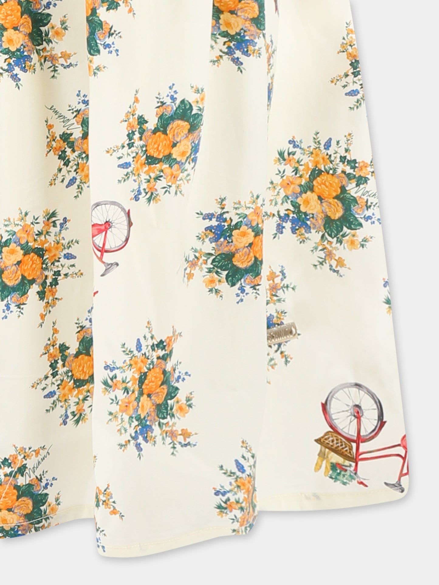 Vestito giallo per bambina con stampa floreale,Moschino Kids,HDV0GO LLB56 84435