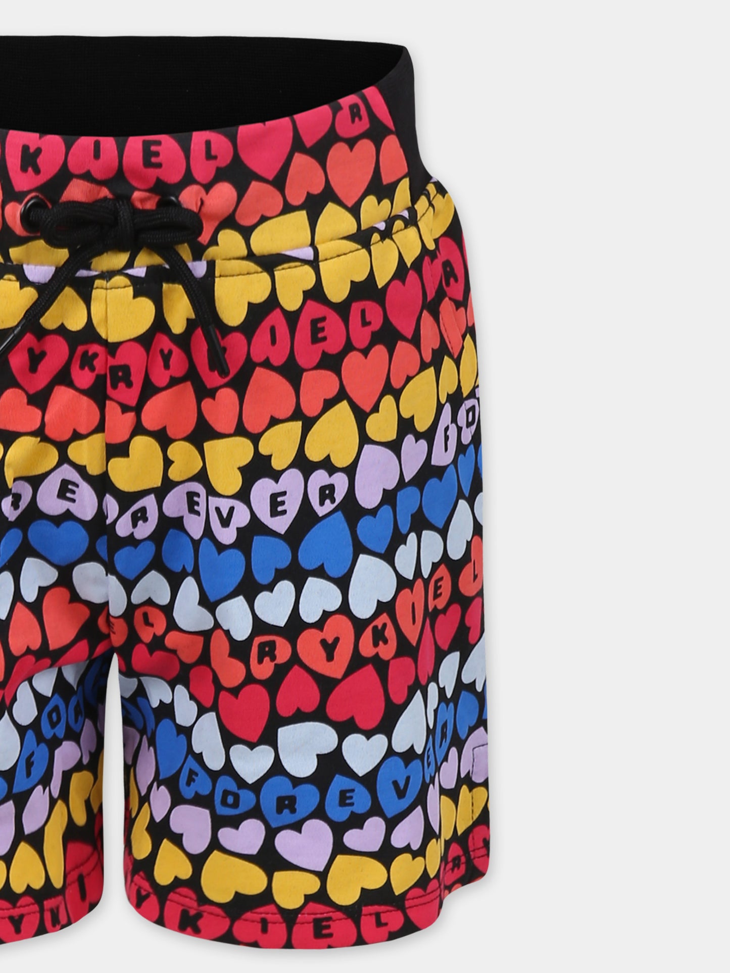 Shorts multicolor per bambina con cuori all over,Sonia Rykiel Paris,A00163 Z41