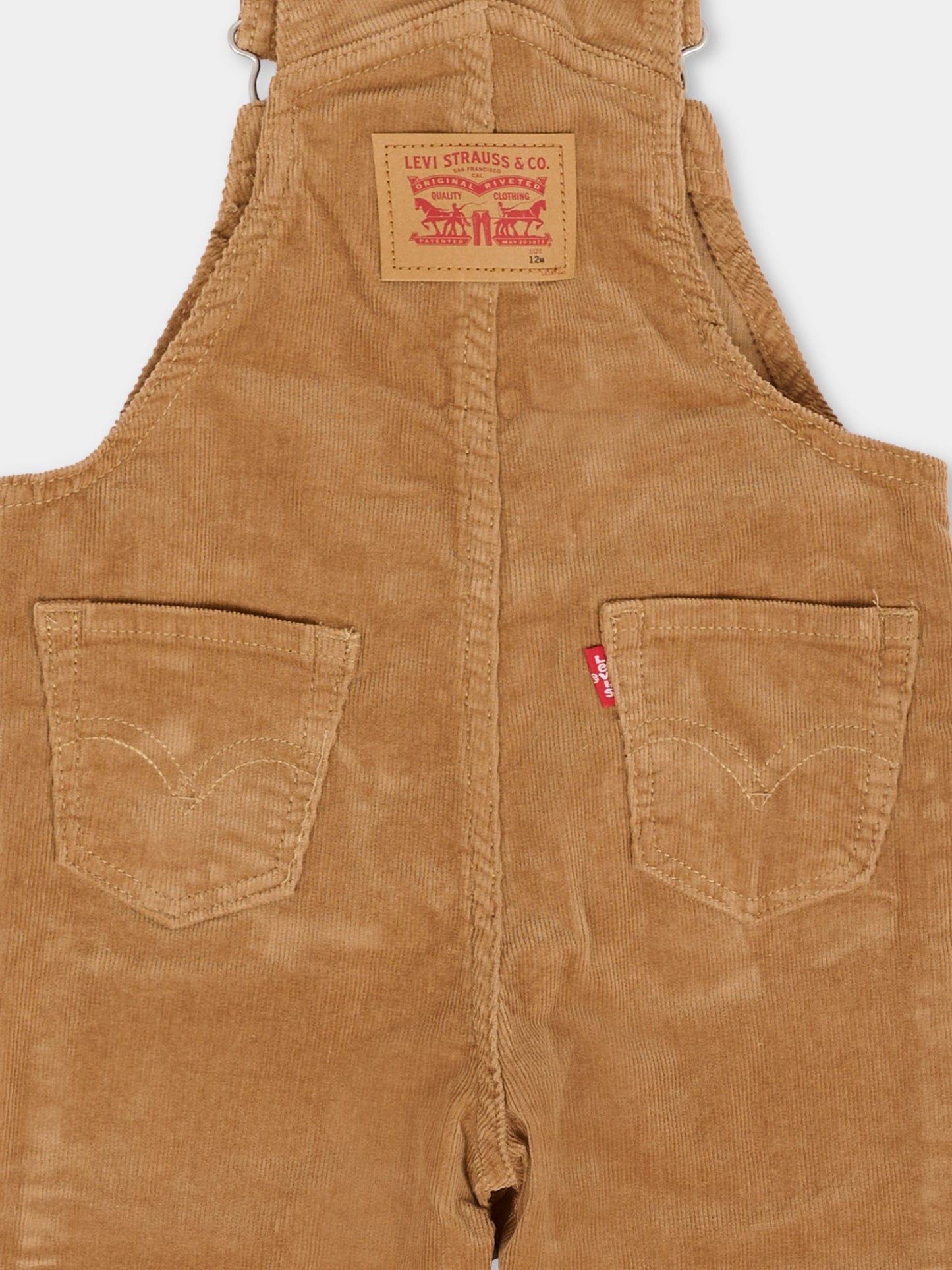 Salopette beige per neonato con logo,Levi's Kids,6EJ335 J62