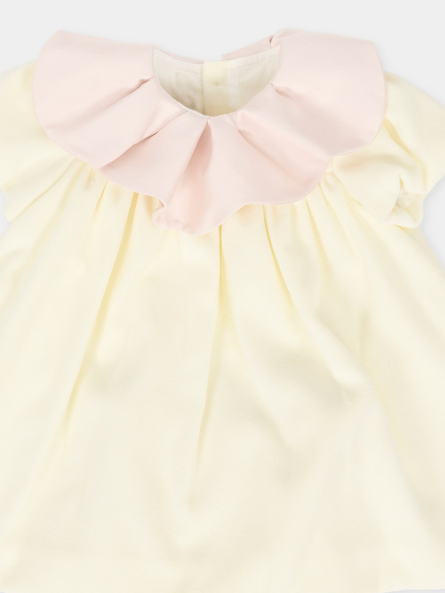 Vestito avorio per neonata con volant rosa,La Stupenderia,1CBAB08V02S14