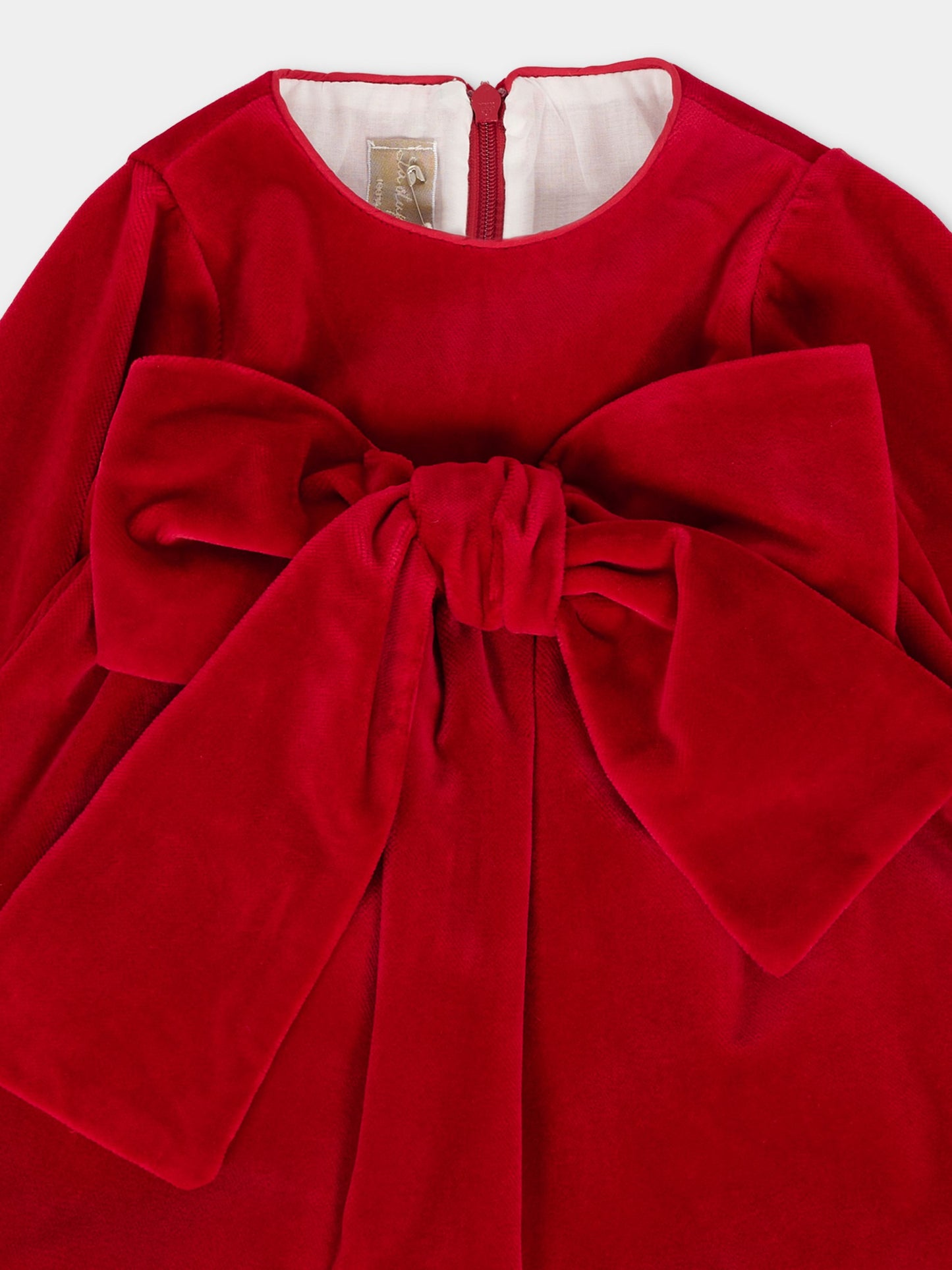 Vestito rosso per neonata con fiocchi,La Stupenderia,1CBAB06V85