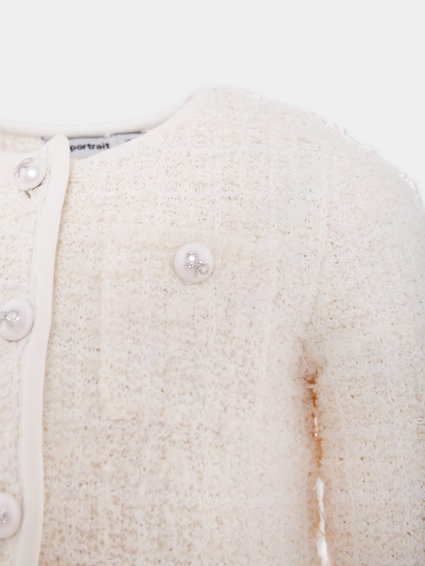 Giacca avorio per bambina con fiocchi,Self-portrait,PF25-739C-C