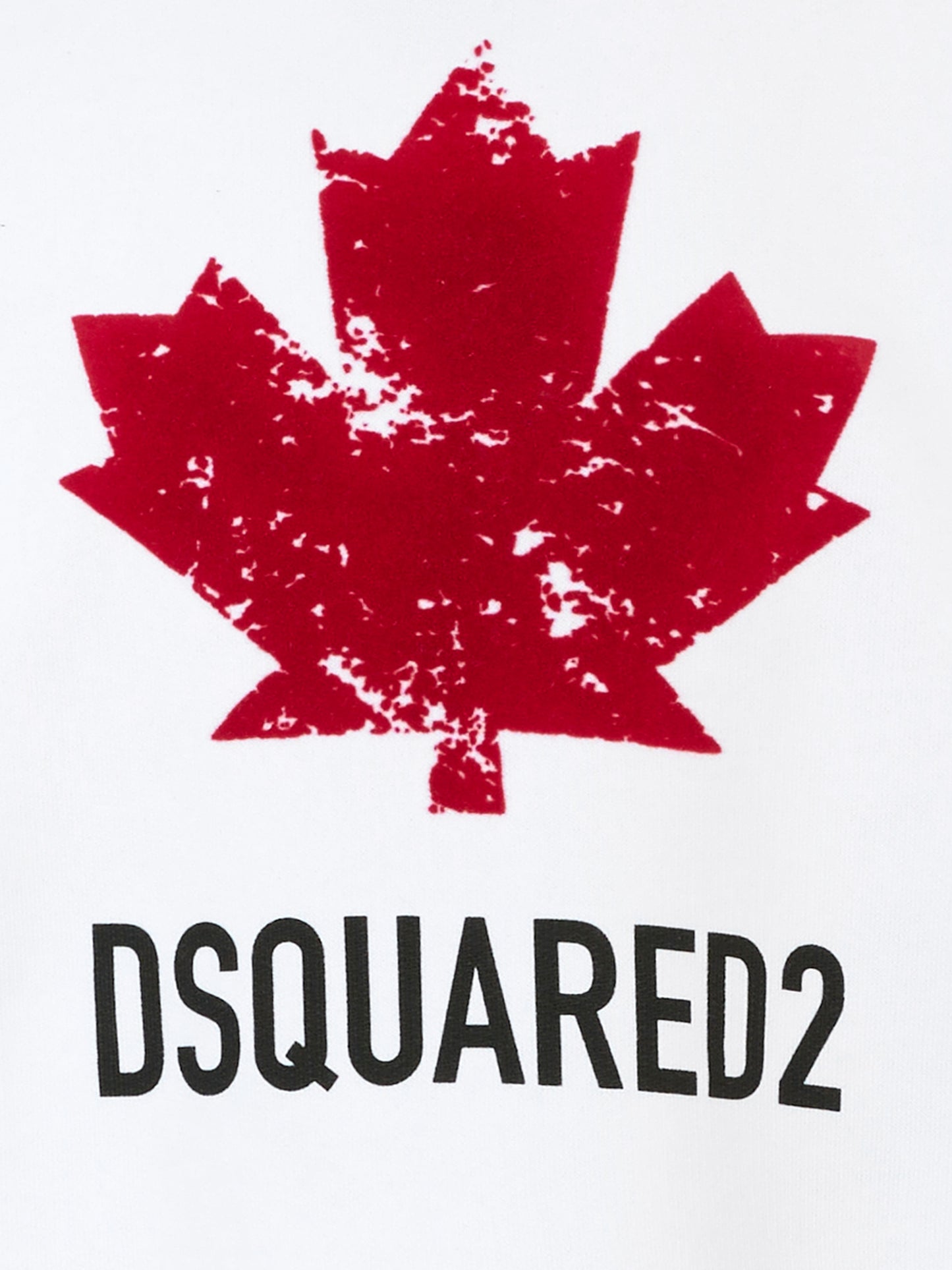 Felpa bianca per bambino con foglia d'acero,Dsquared2,DQ3005-D00ZF-DQ100