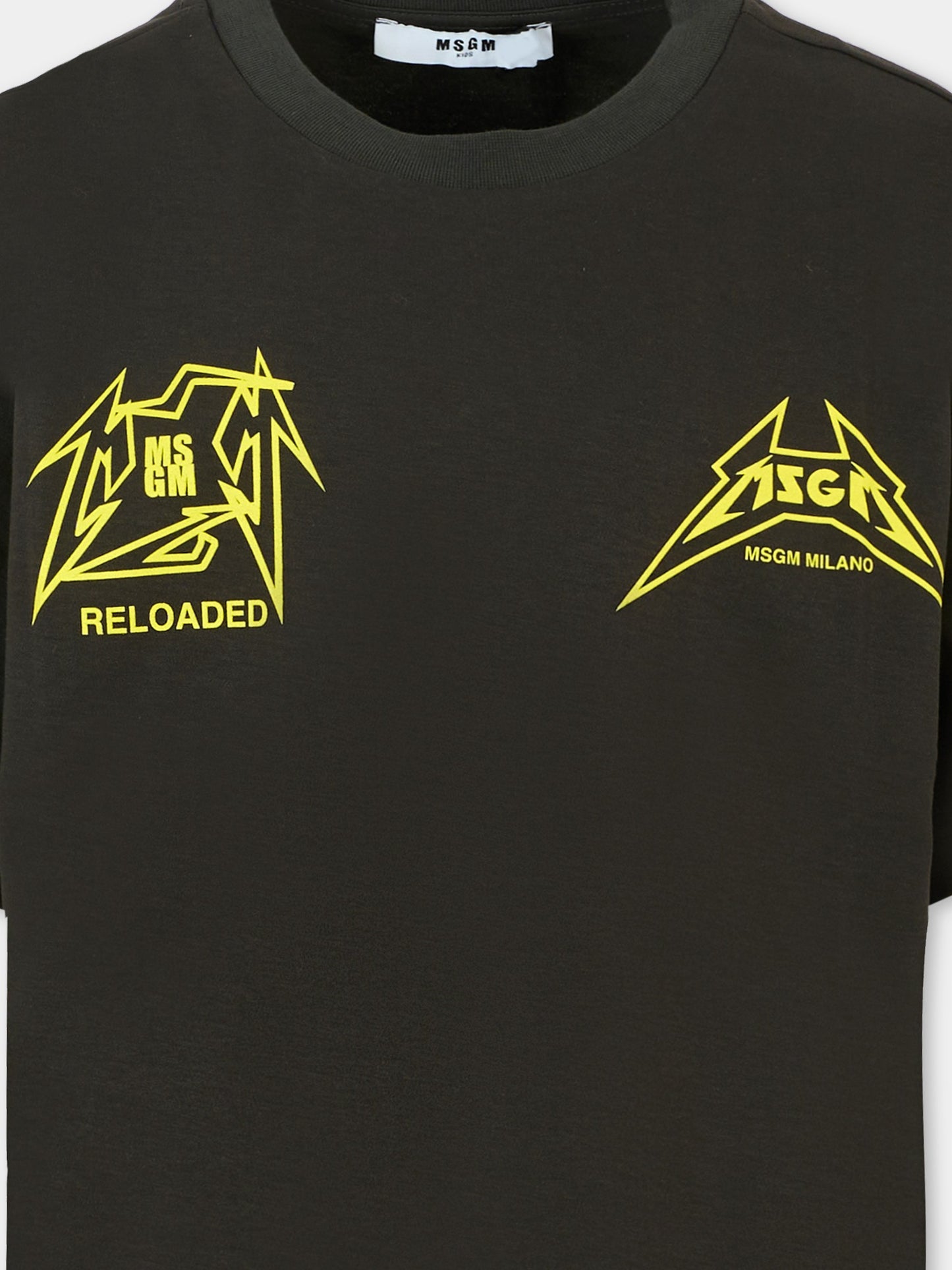 T-shirt grigia per bambina con stampa logata,Msgm Kids,F5MSJGTH267 MS064