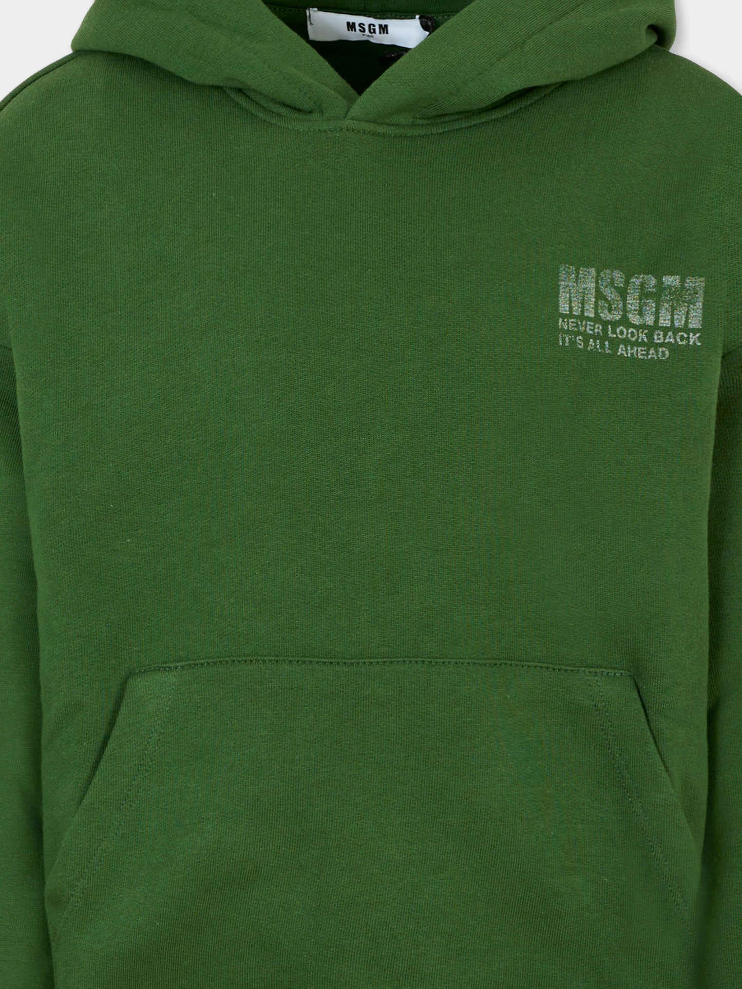 Felpa verde per bambino con logo,Msgm Kids,F5MSJUHS088 MS039