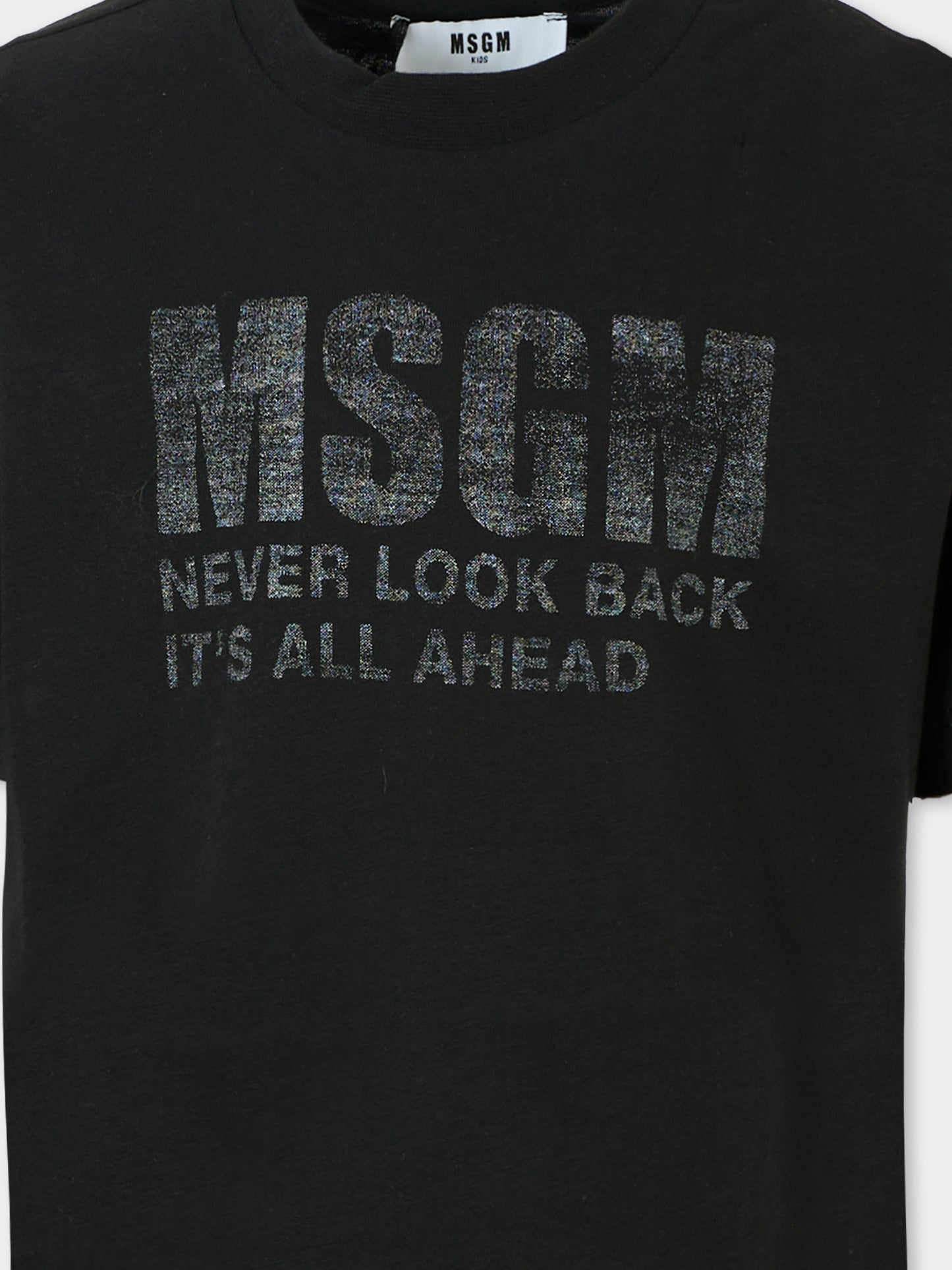 T-shirt nera per bambini con logo,Msgm Kids,F5MSJUTH087 110