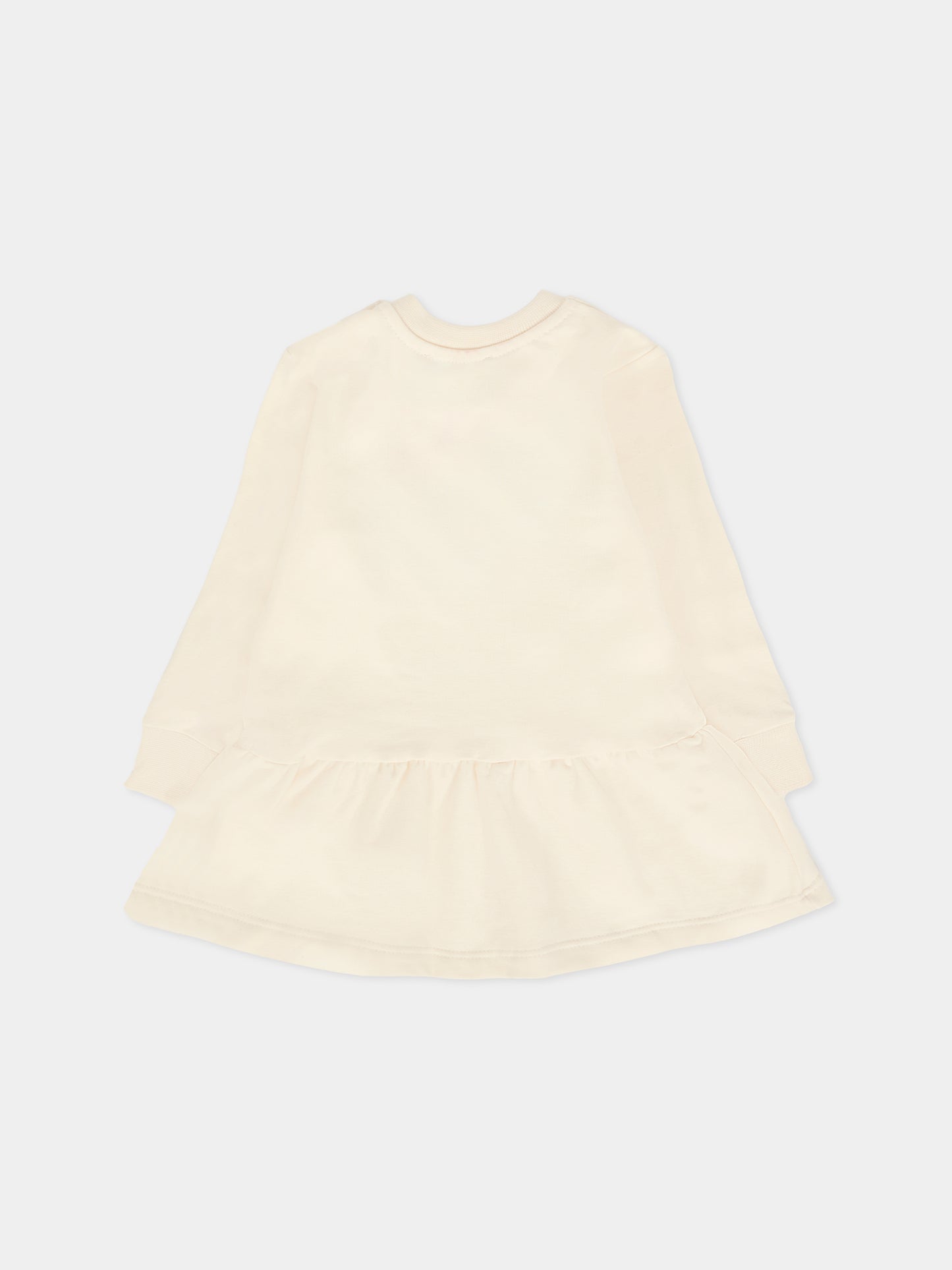 Vestito avorio per neonata con gatto e logo,Msgm Kids,F5MSNGDR289 013