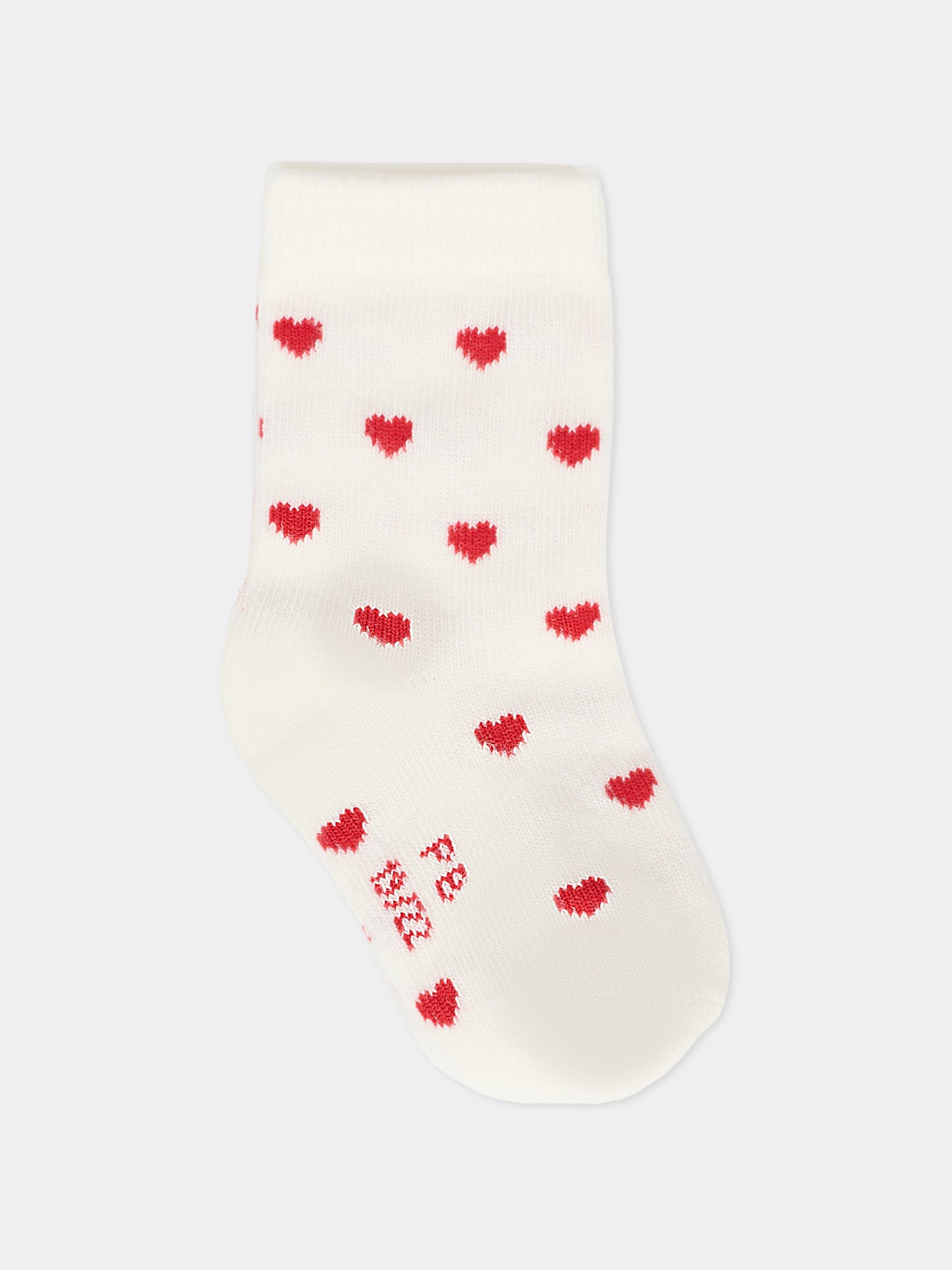 Set calzini avorio per neonata con cuori,Petit Bateau,A0AZK 01