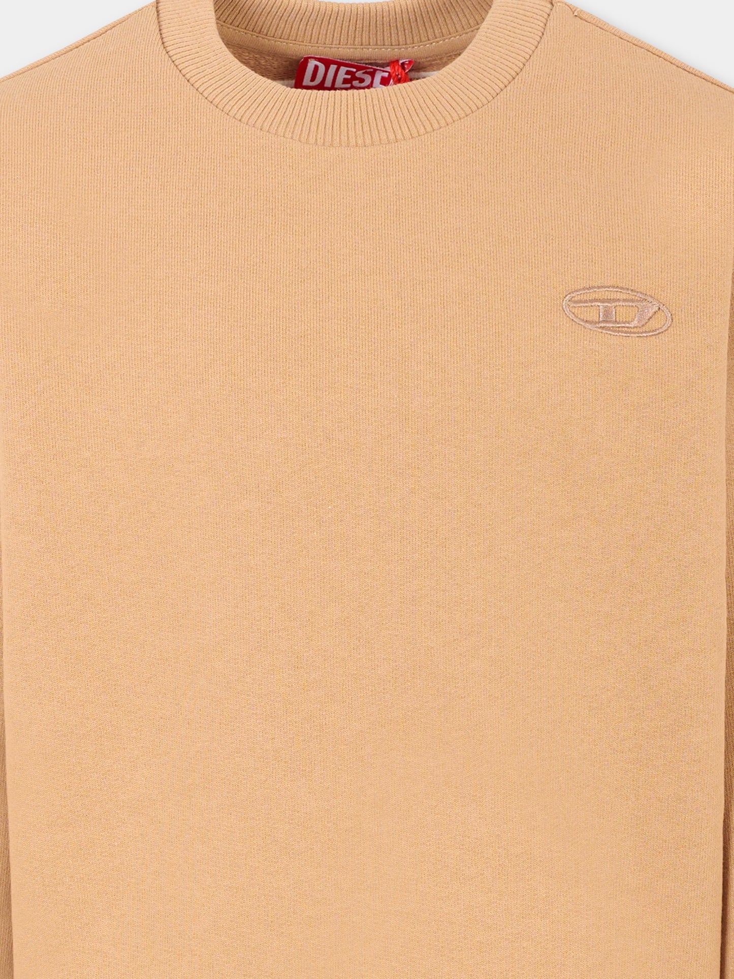Felpa beige per bambino con logo ricamato,Diesel,J02274-0GYCJ-K726