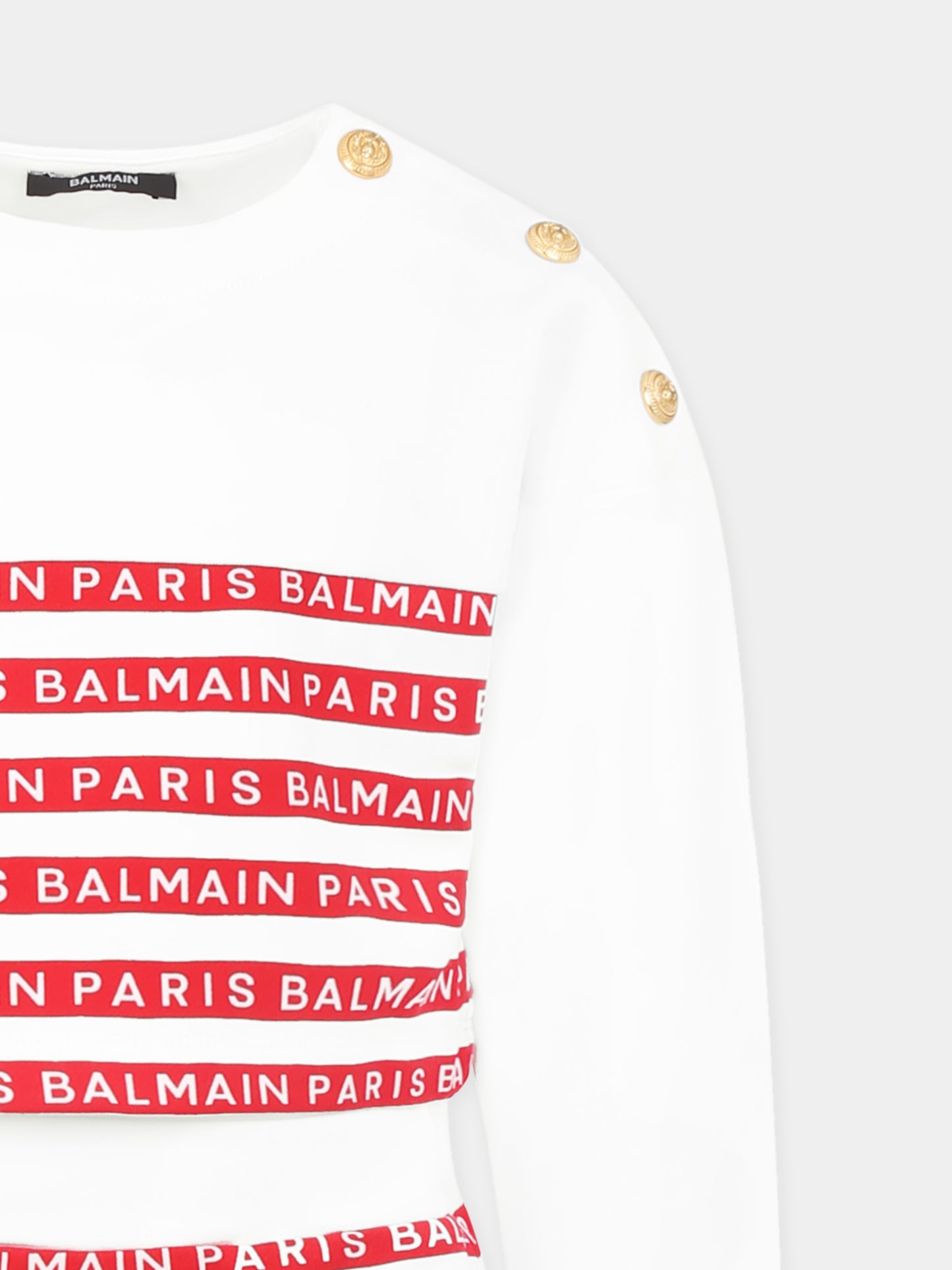 Completo bianco per bambina con logo,Balmain Kids,BU3B20 Z1909 100RO