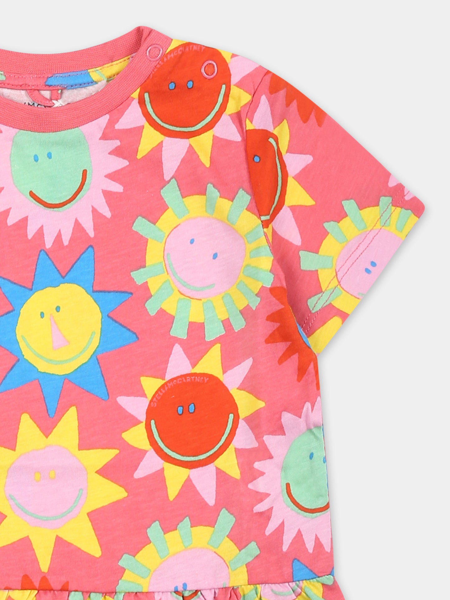 Vestito rosso per neonata con sole all over,Stella Mccartney Kids,TU1071 Z1812 50DMC