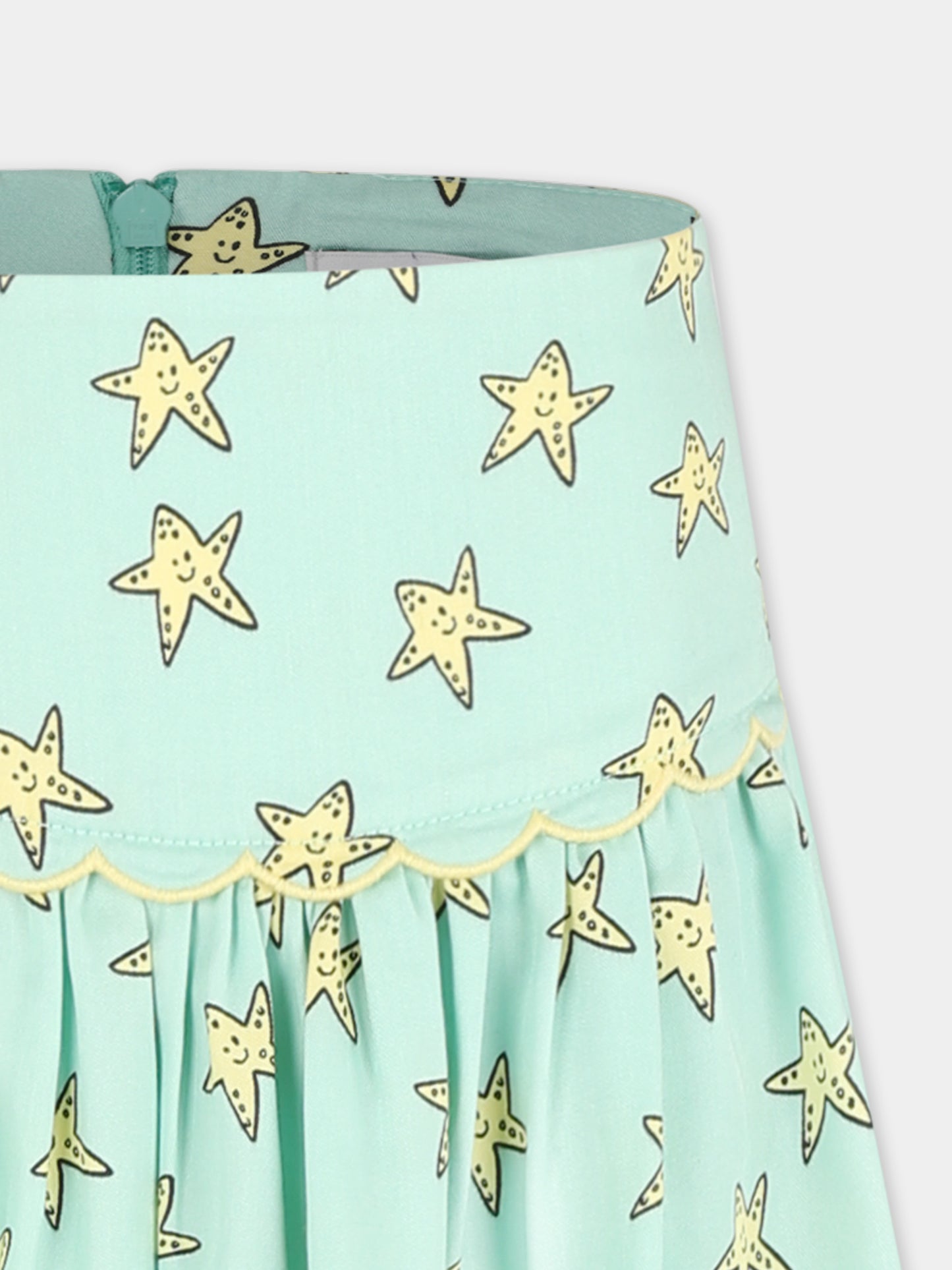 Gonna verde per bambina con stelle all over,Stella Mccartney Kids,TU7A21 Z1607 787MC
