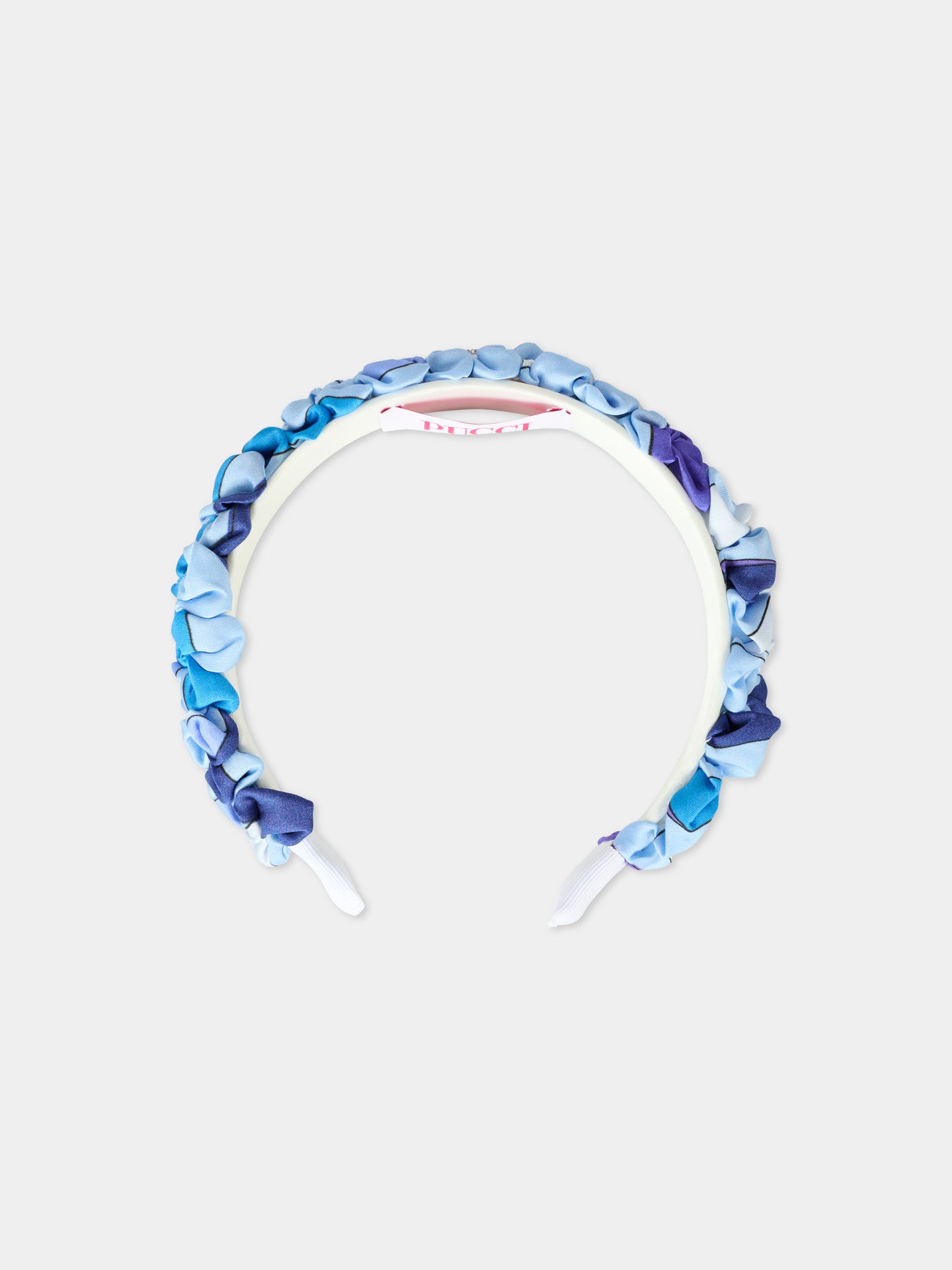 Cerchietto blu per bambina con stampa marmo,Emilio Pucci Junior,PX0B04 S0213 101BL