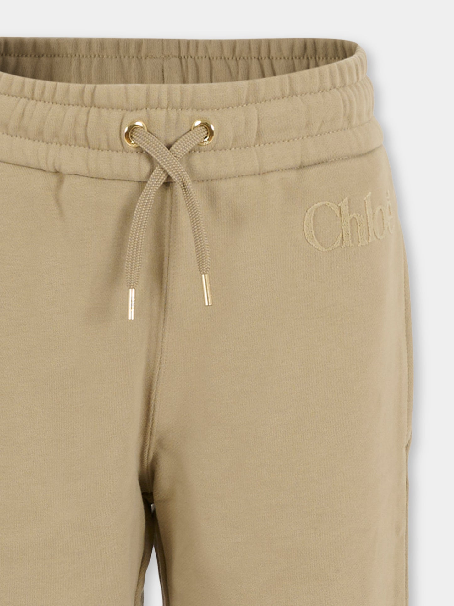 Pantaloni grigi per bambina con logo in velluto,Chloé Kids,C20631 63A