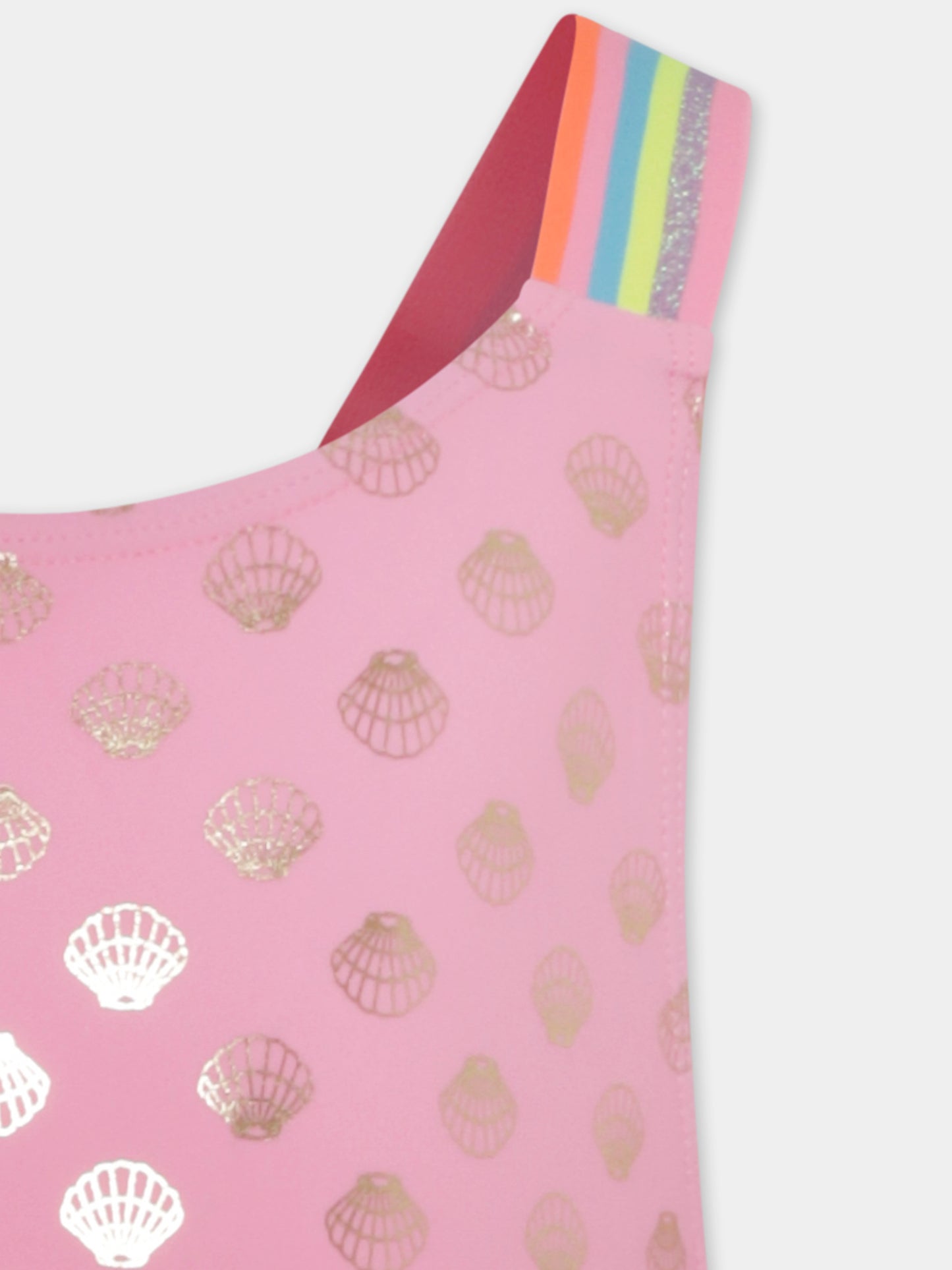 Costume intero rosa per bambina con conchiglie,Billieblush,U20057 462