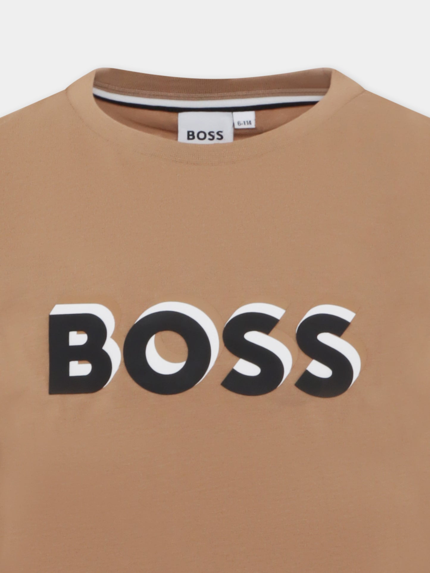 T-shirt marrone per bambino con logo,Boss,J50723 269