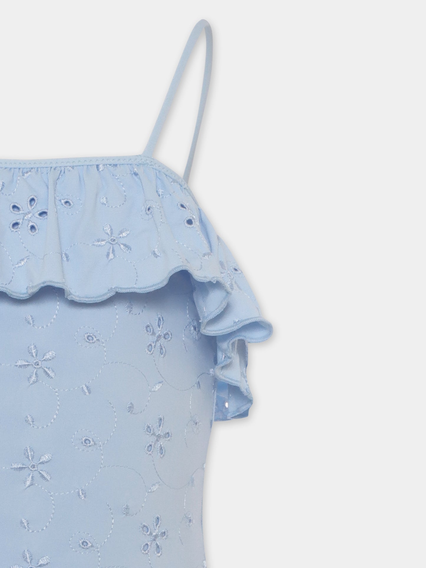 Costume intero celeste per bambina con fiori,Mc2 Saint Barth,BRIE001 01218H