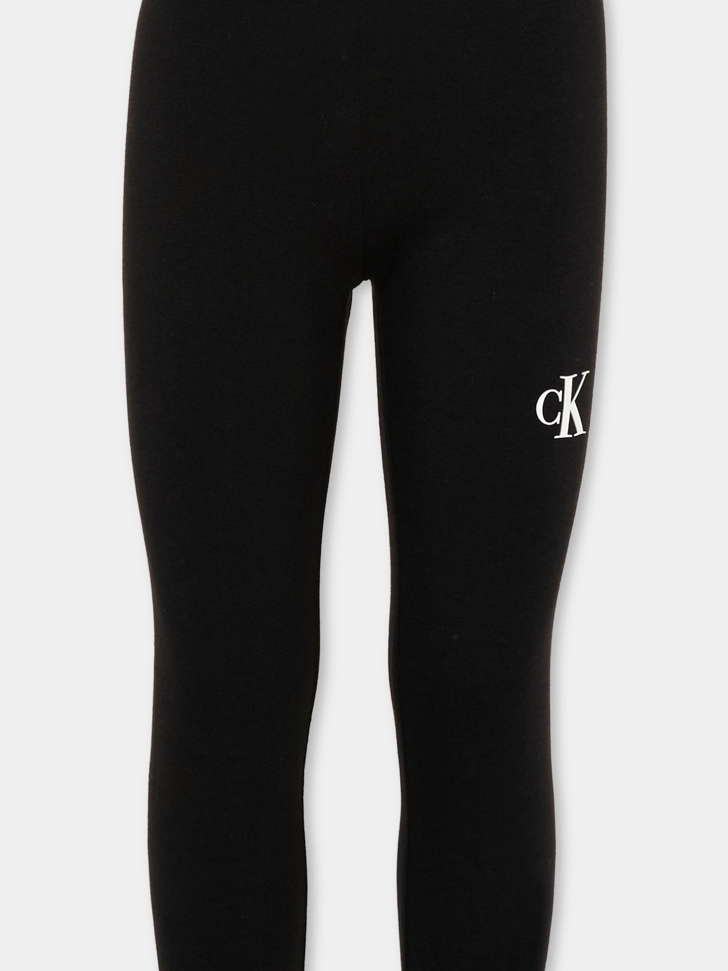 Leggings nero per bambina con logo CK,Calvin Klein Kids,IG0IG02137 BEH