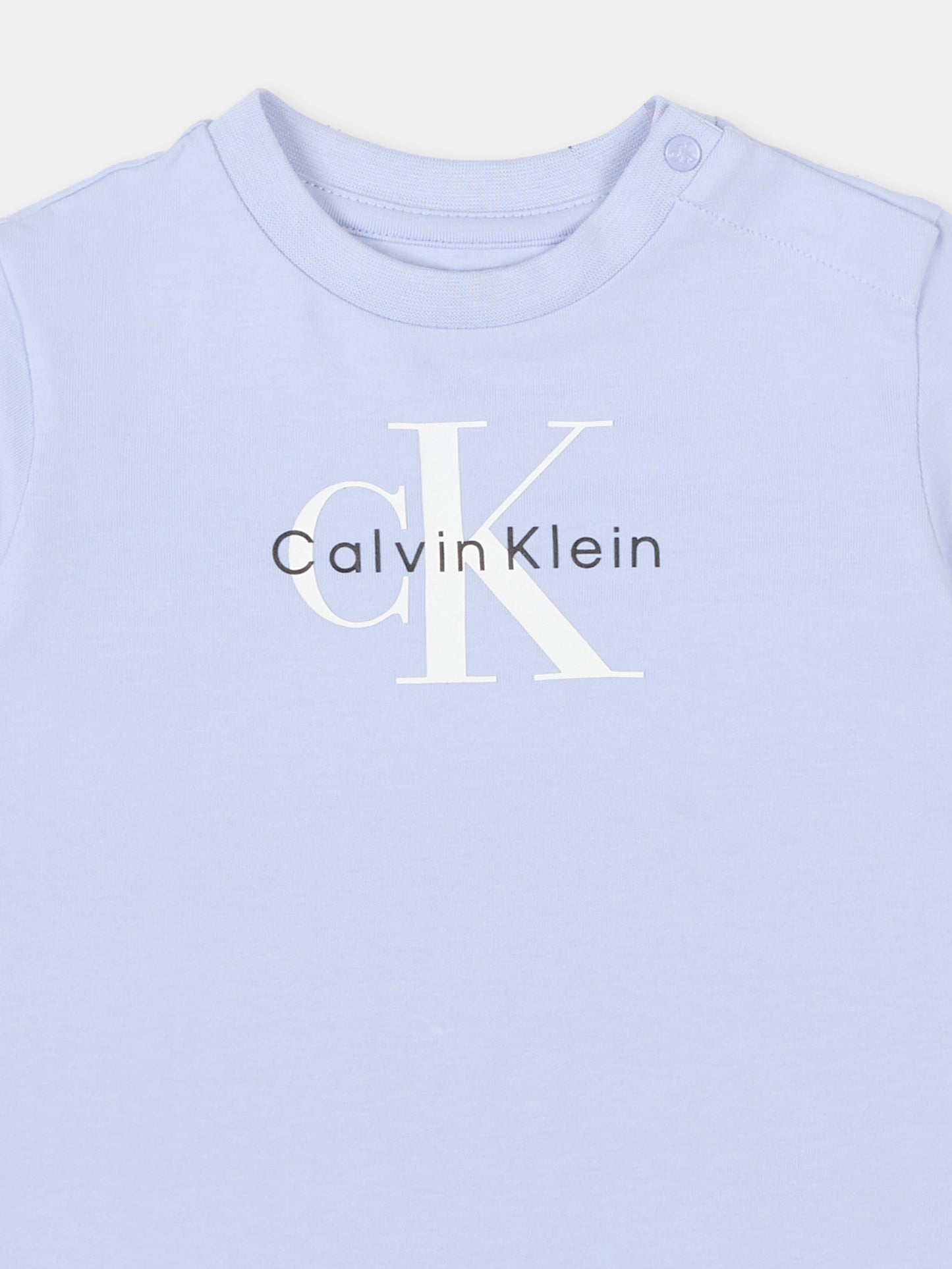 T-Shirt celeste per neonato con logo CK,Calvin Klein Kids,IN0IN00334 C5O