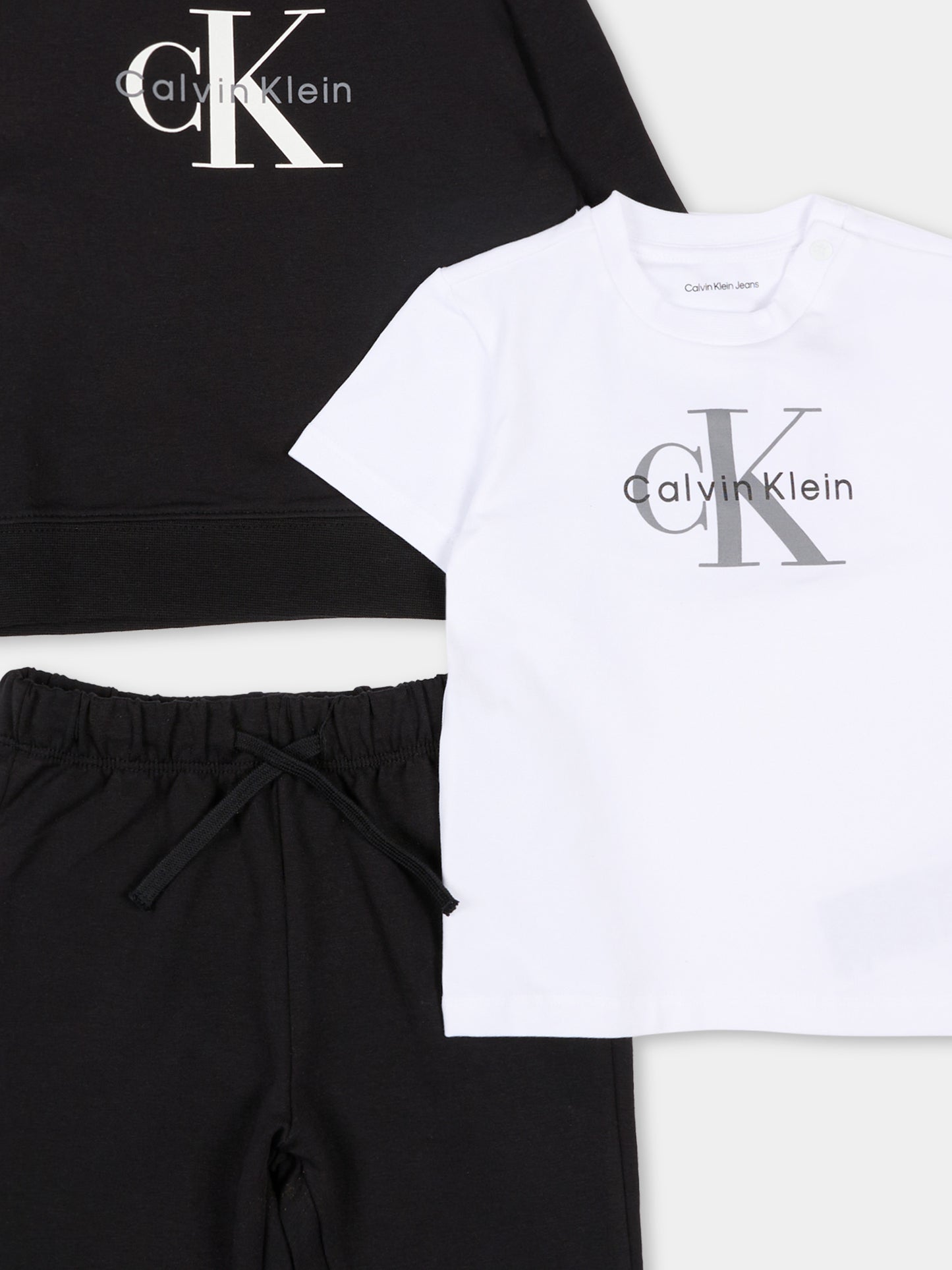Completo sportivo nero per neonati con logo,Calvin Klein Kids,IN0IN00336 BEH