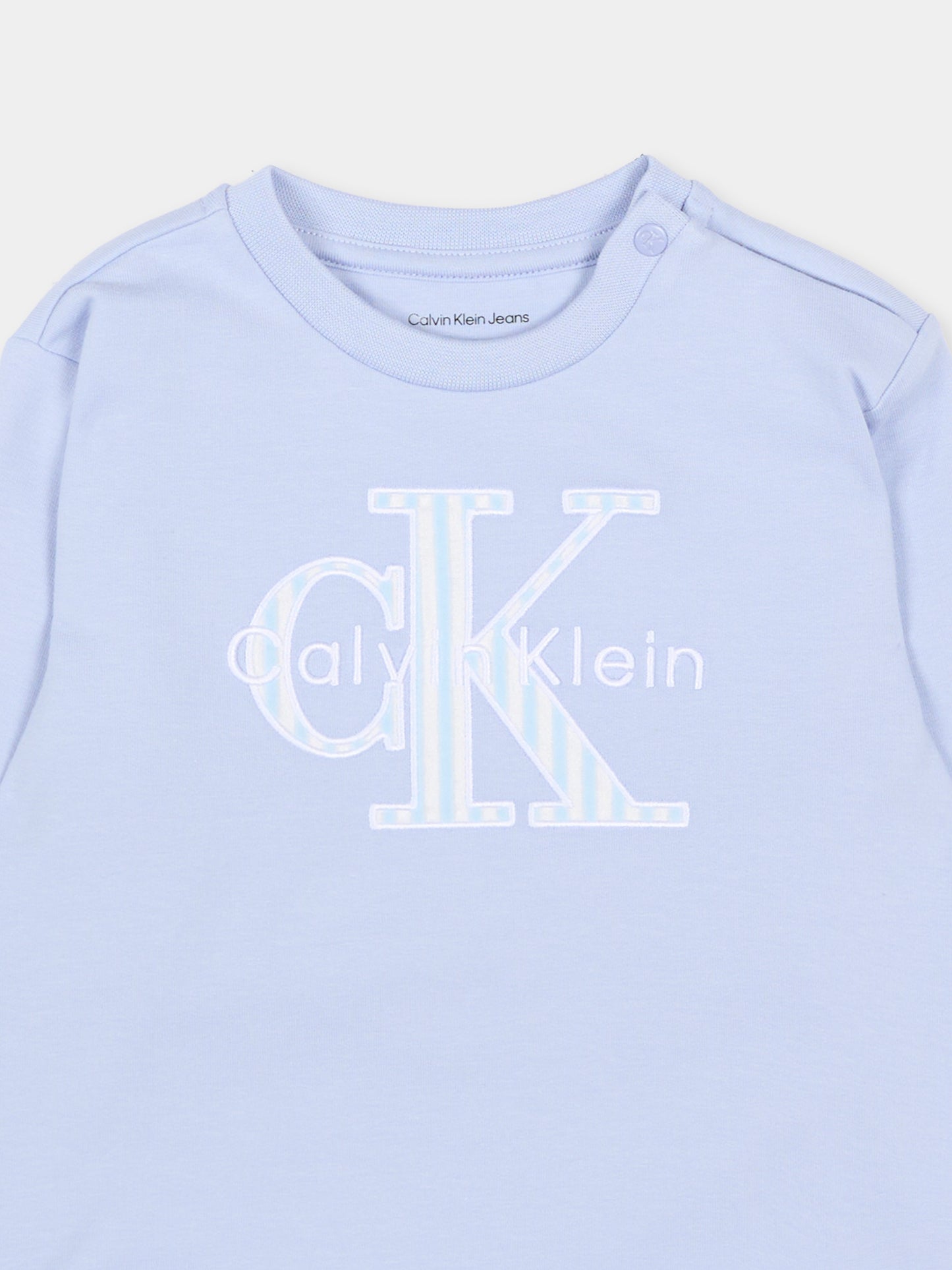 Felpa celeste per neonato con logo,Calvin Klein Kids,IN0IN00346 C5O