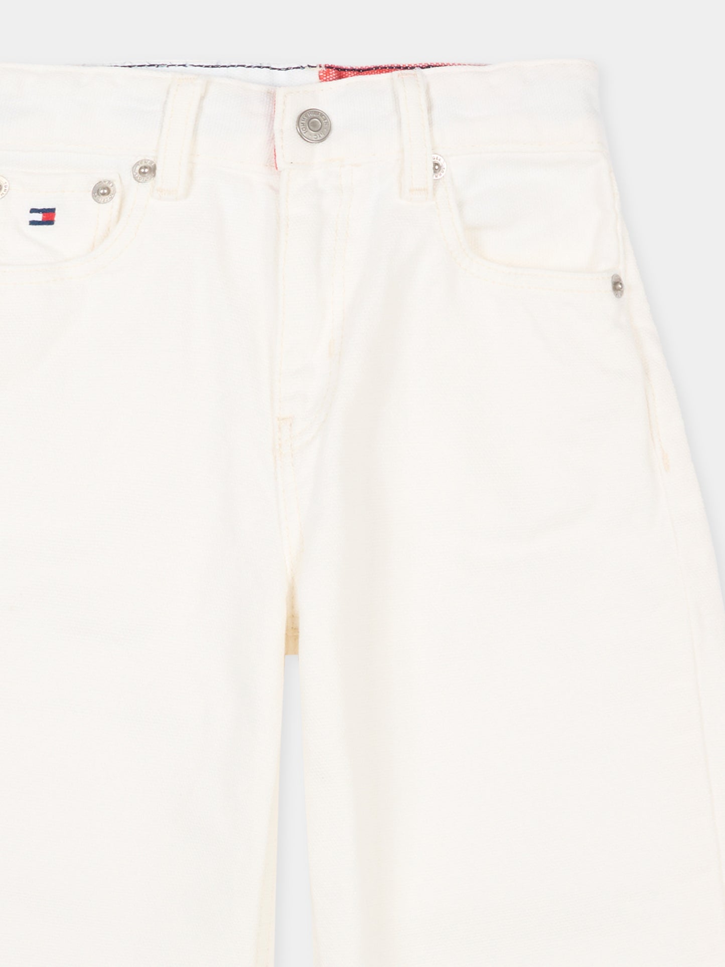Jeans bianco per bambino con bandiera,Tommy Hilfiger Junior,KB0KB10342 1CD