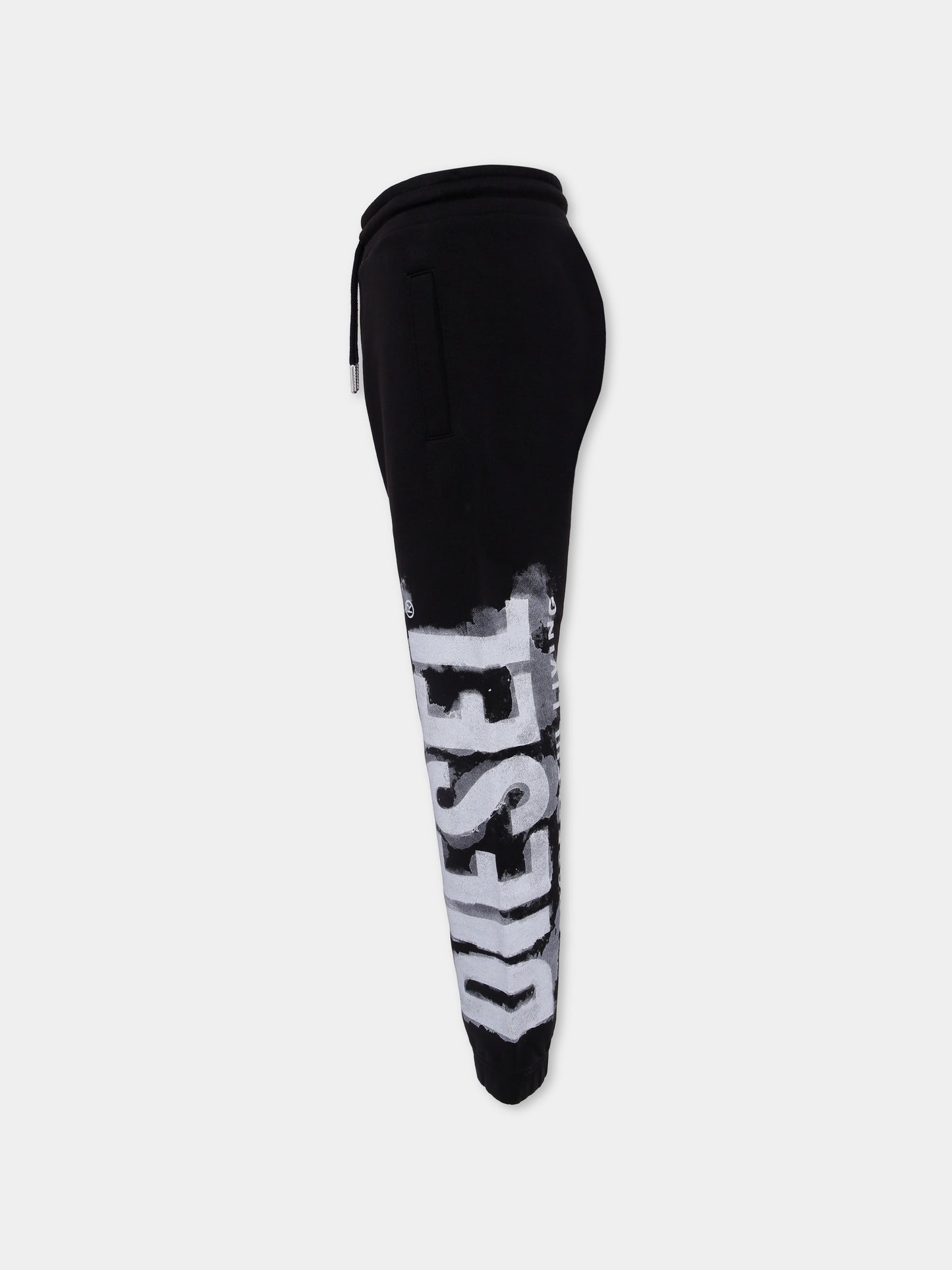 Pantaloni neri per bambino con logo,Diesel,J01384 KYAU6 K900