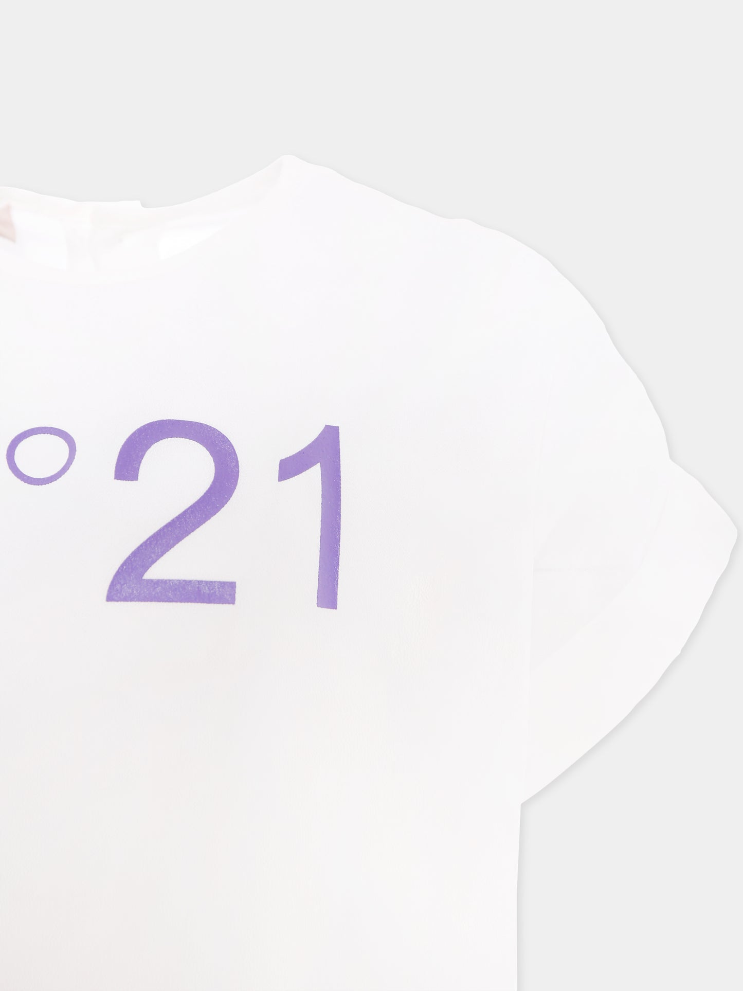 T-shirt bianca per bambina con logo,N°21 Kids,N21856 N0344 0N100