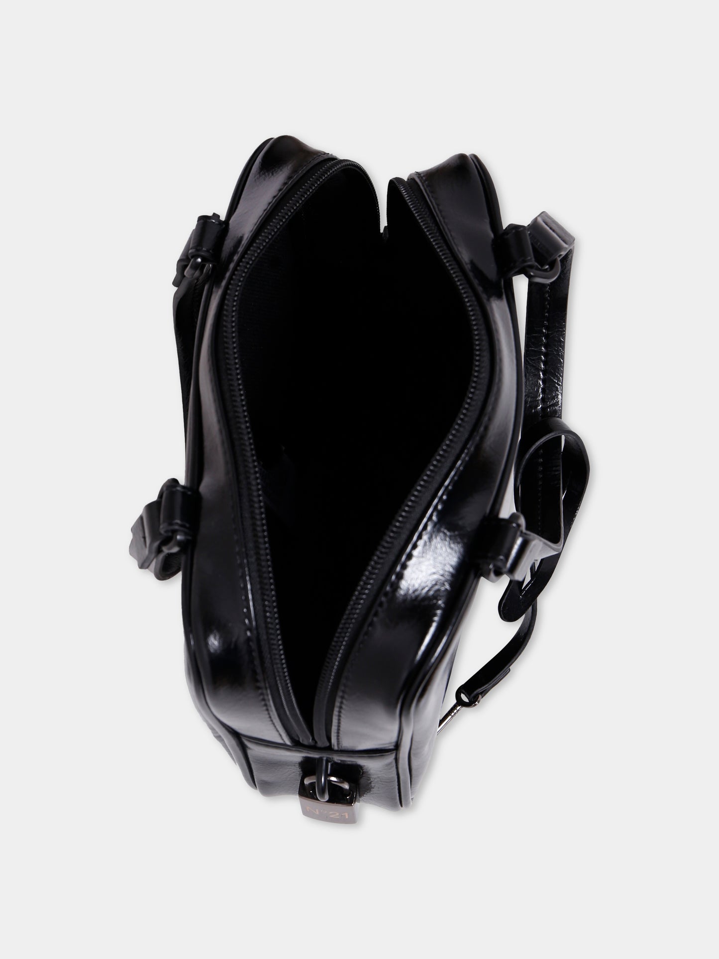 Borsa nera per bambina con logo,N°21 Kids,N21A34 N0246 0N900