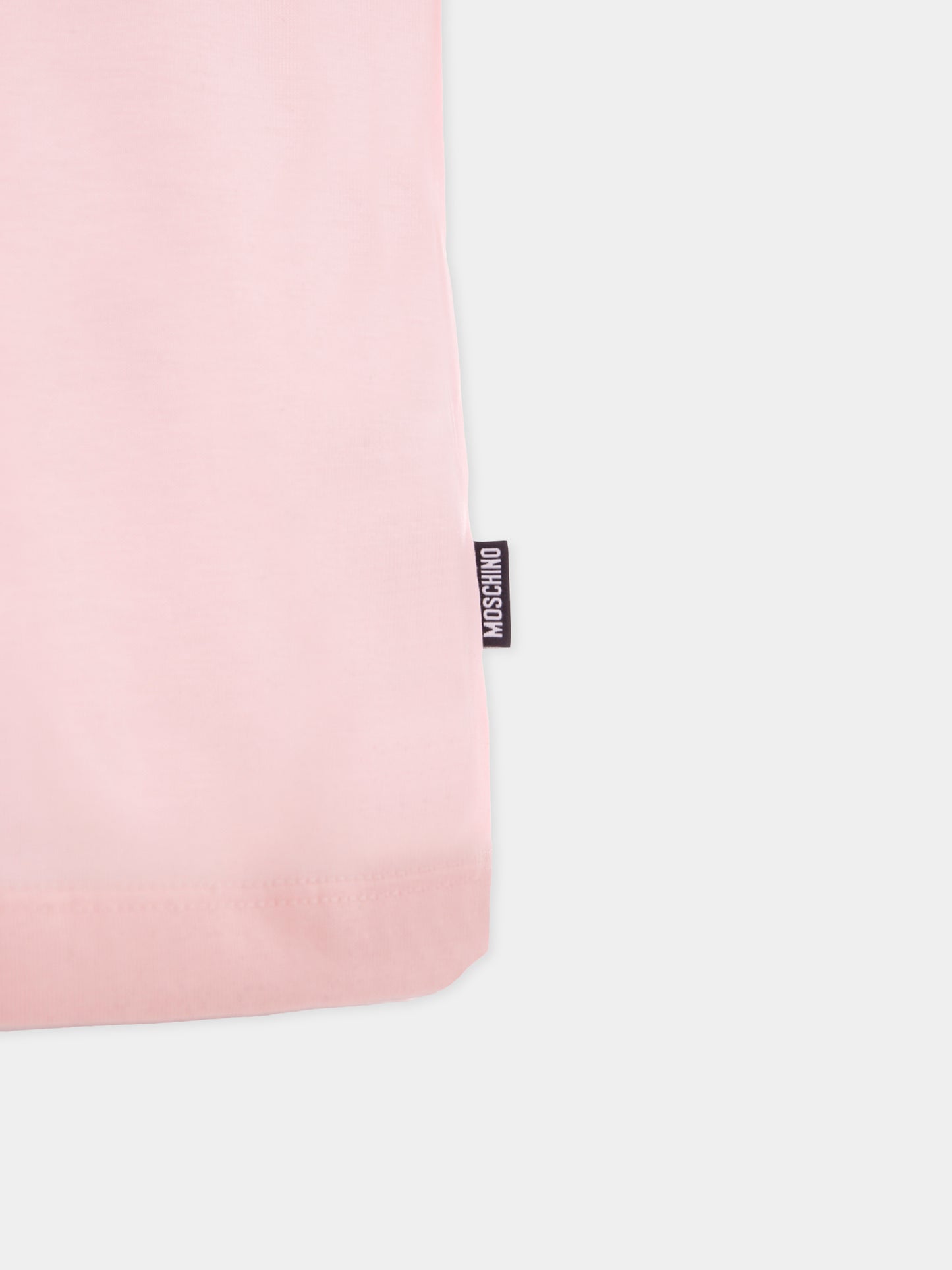 T-shirt rosa per bambina con patch Teddy Bear,Moschino Kids,H5M04K LAA02 50209