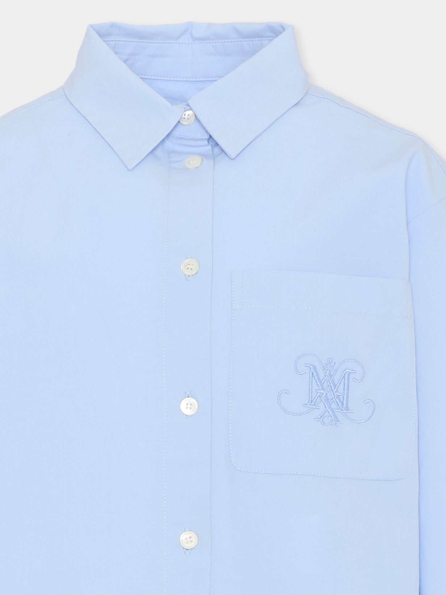 Camicia celeste per bambina con logo,Max&co,MX0210 MX077 MX804