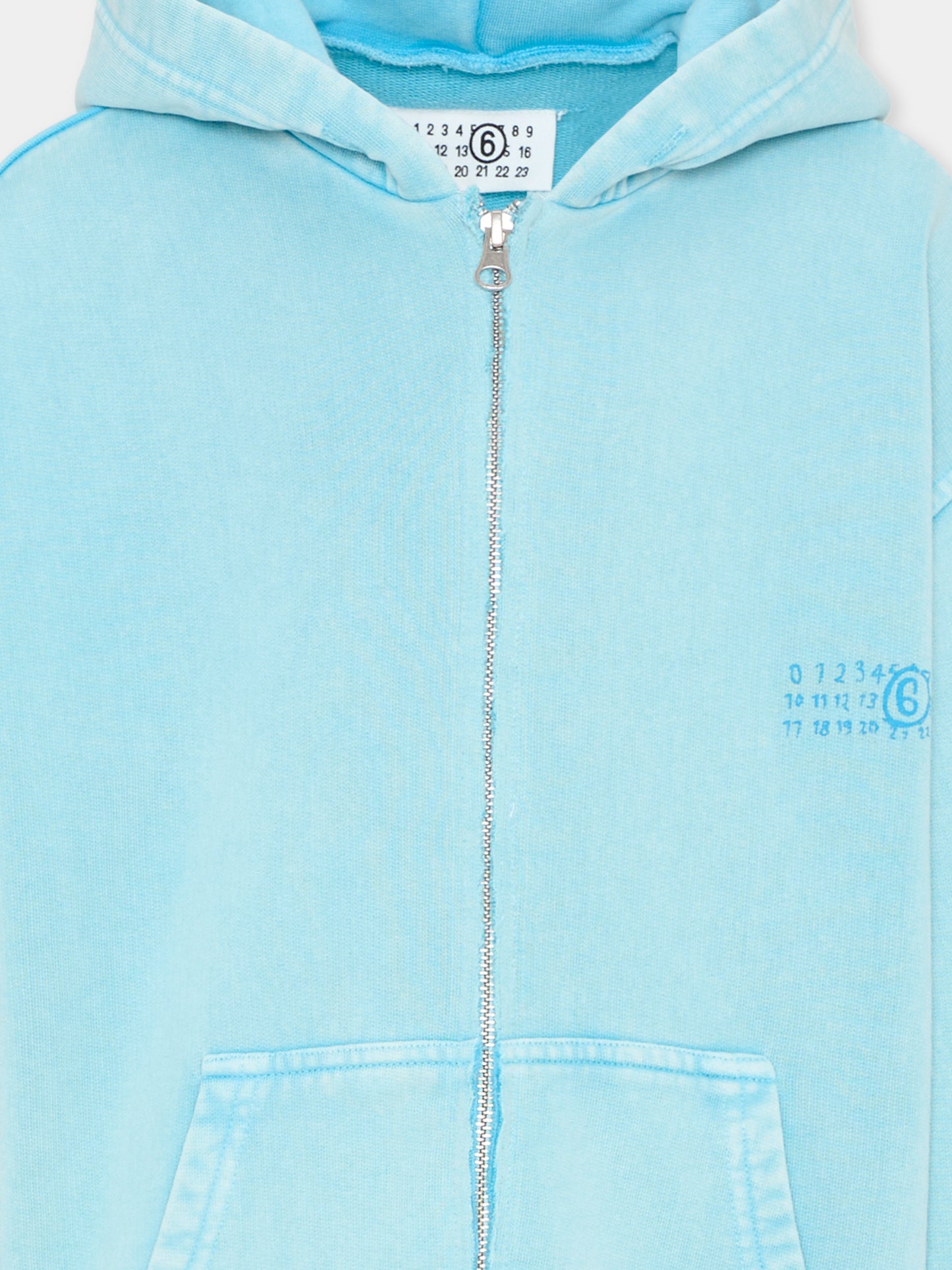 Felpa azzurra per bambino con logo numerico,Mm6 Maison Margiela,M60978 MM07L M6809