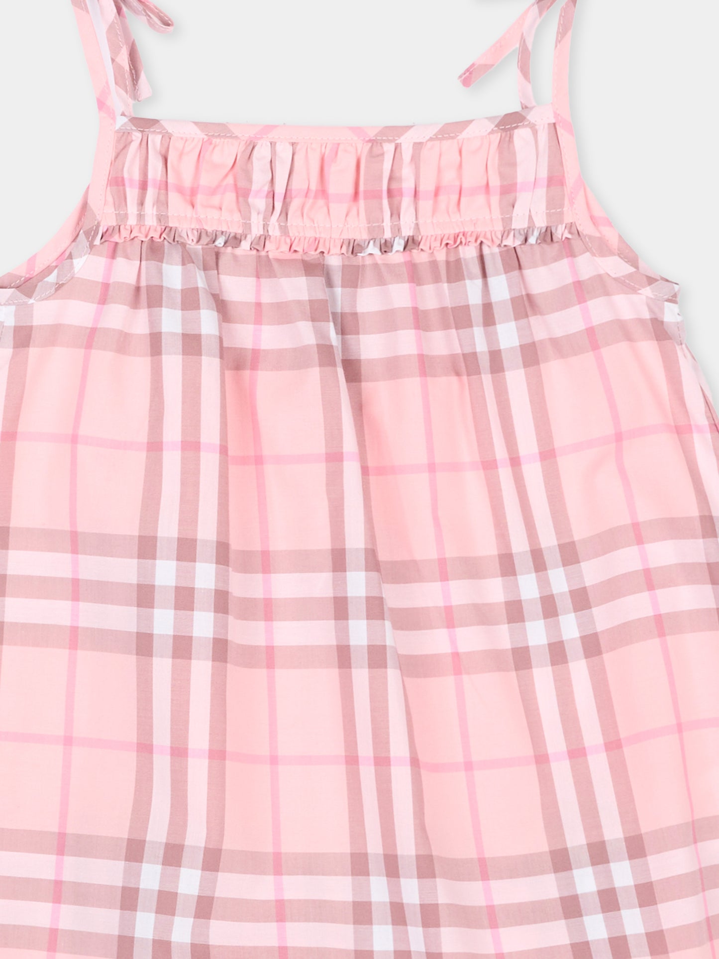 Vestito rosa check per neonata,Burberry Kids,8122486 C4171