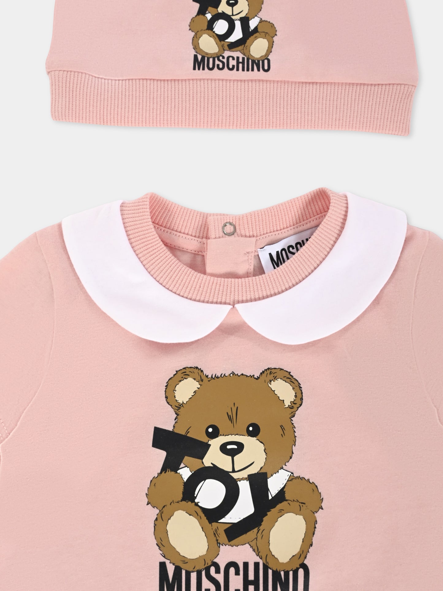 Set pagliaccetto rosa per neonata con Teddy Bear,Moschino Kids,MUY07N LAA03 50209