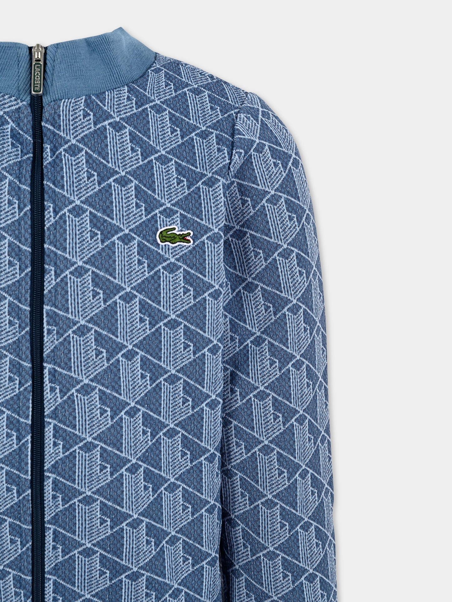 Felpa azzurra per bambini con logo all over,Lacoste,SJ1233 HGI