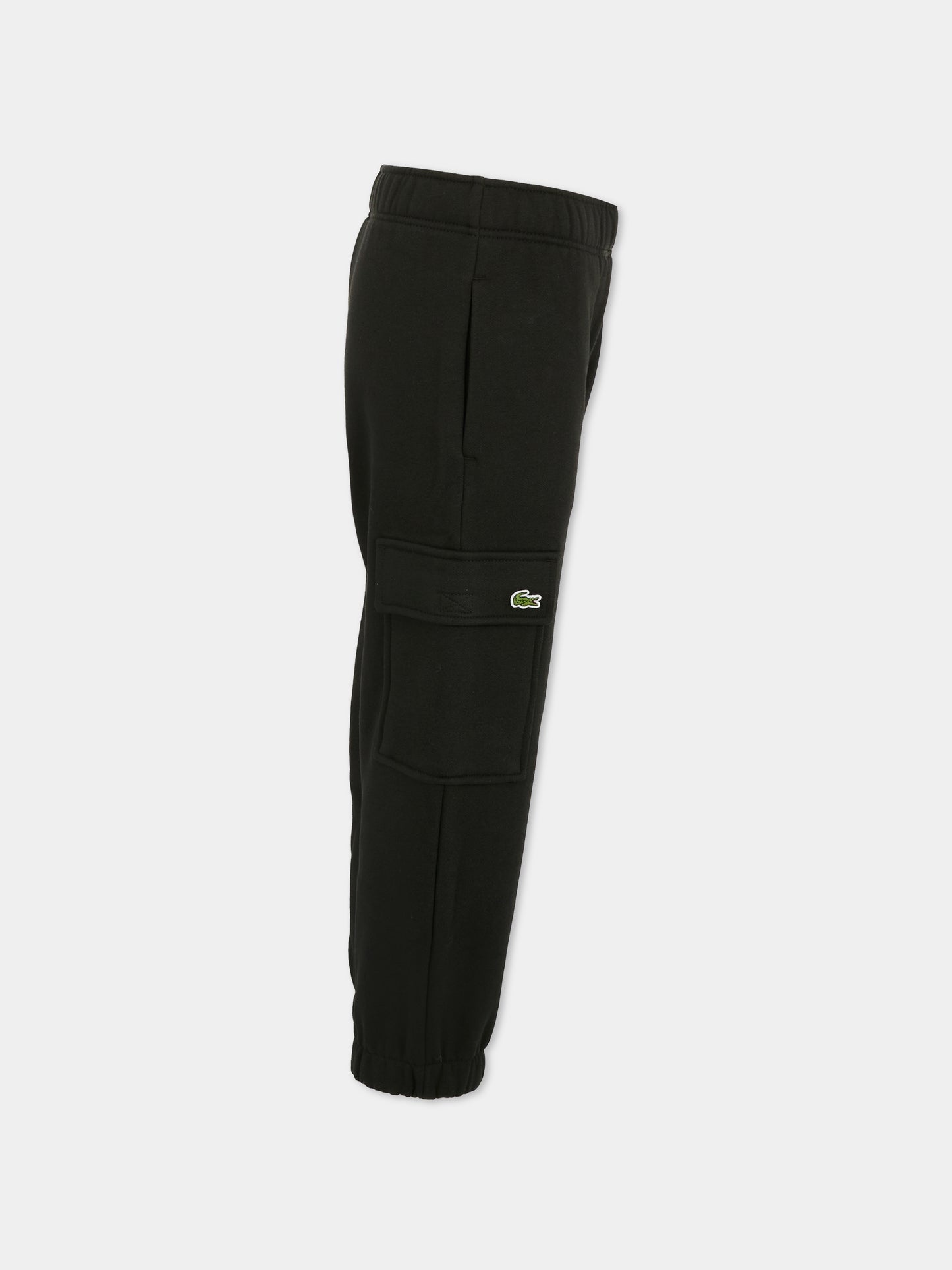 Pantaloni neri per bambini con coccodrillo,Lacoste,XJ7345 031