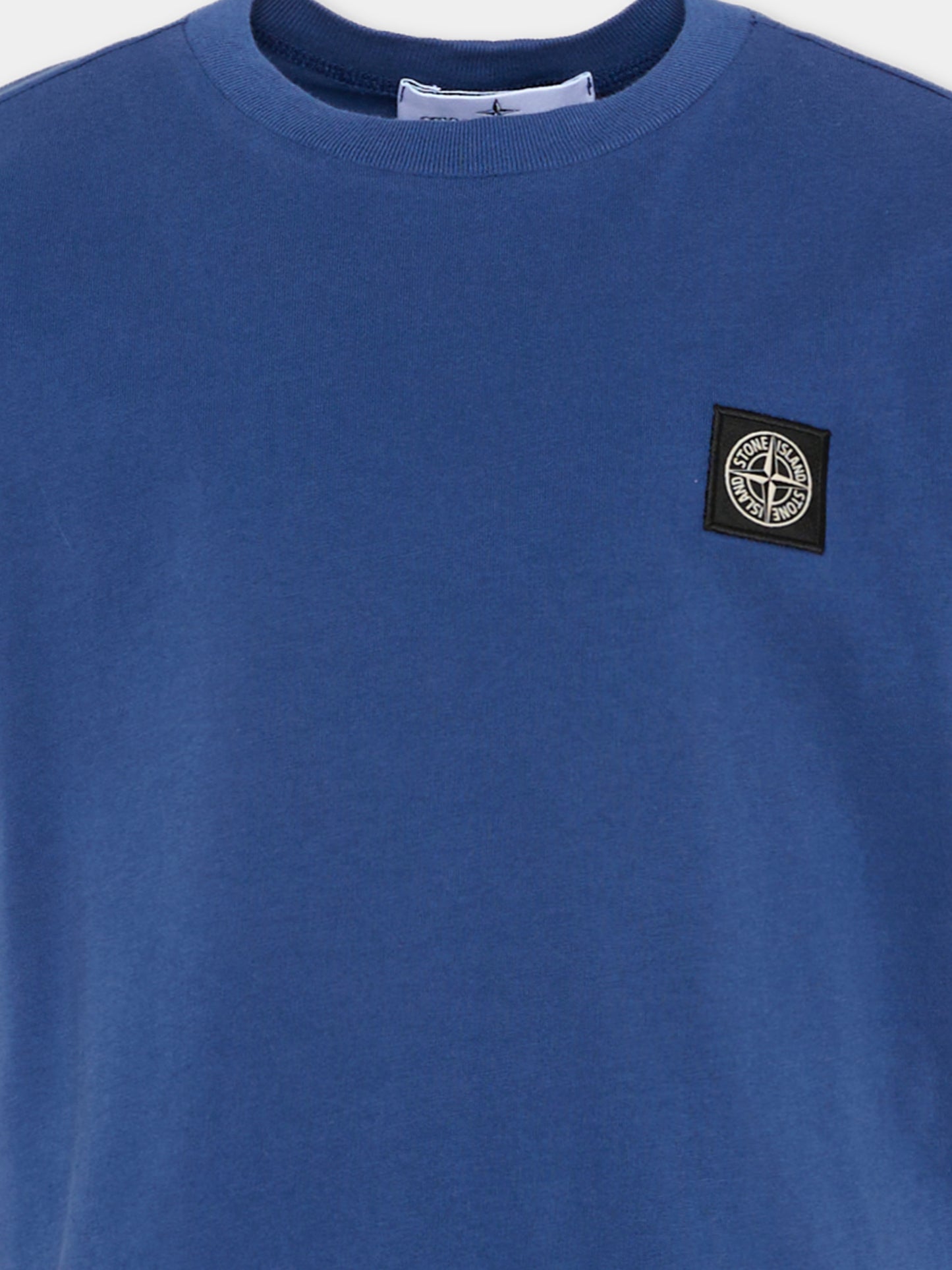 T-shirt blu per bambini con logo patch,Stone Island Junior,L1S16 2100002 S0047 - V0028