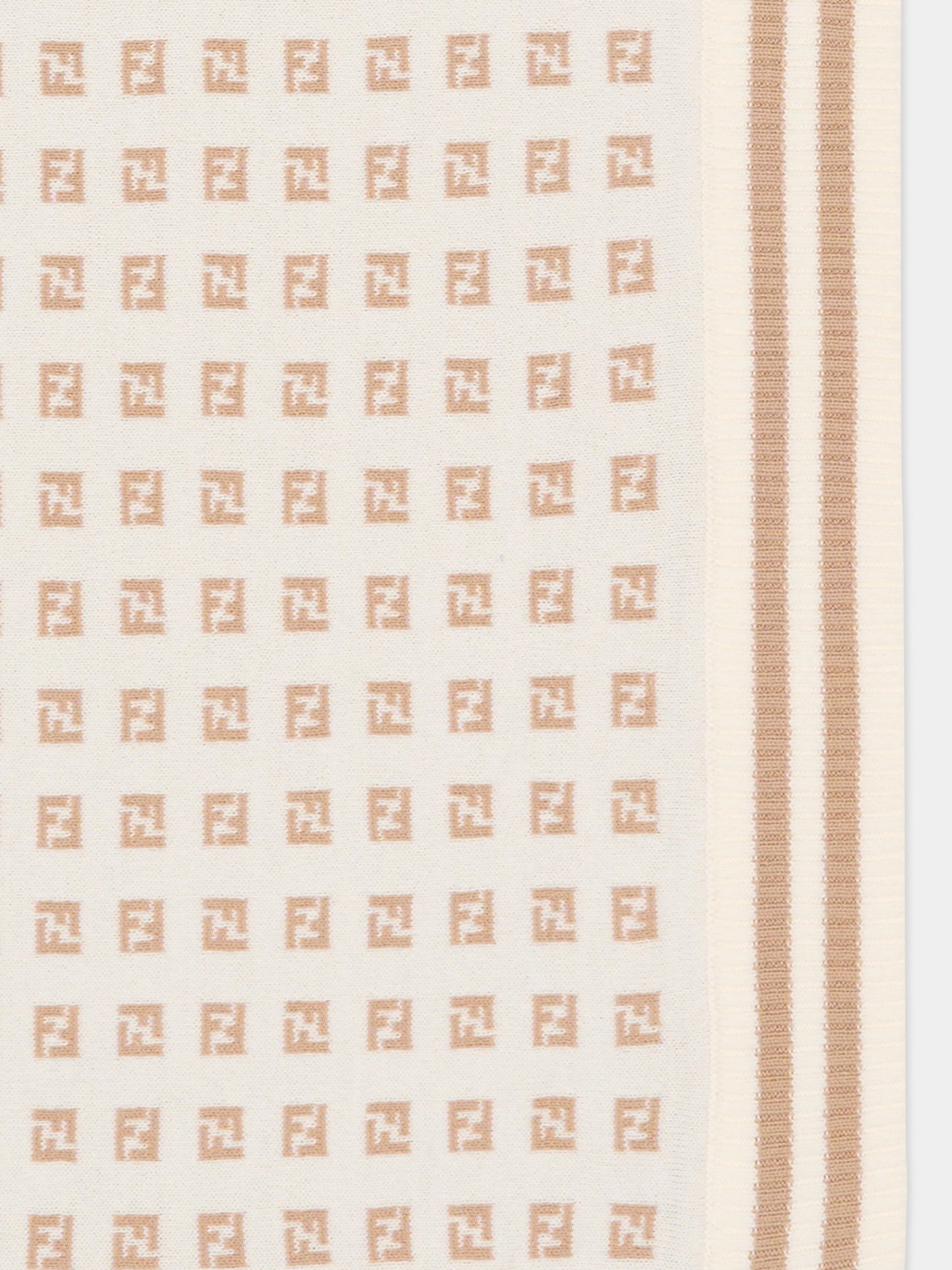 Coperta avorio per neonati con FF,Fendi Kids,BUJ325 AYMY F1PCP