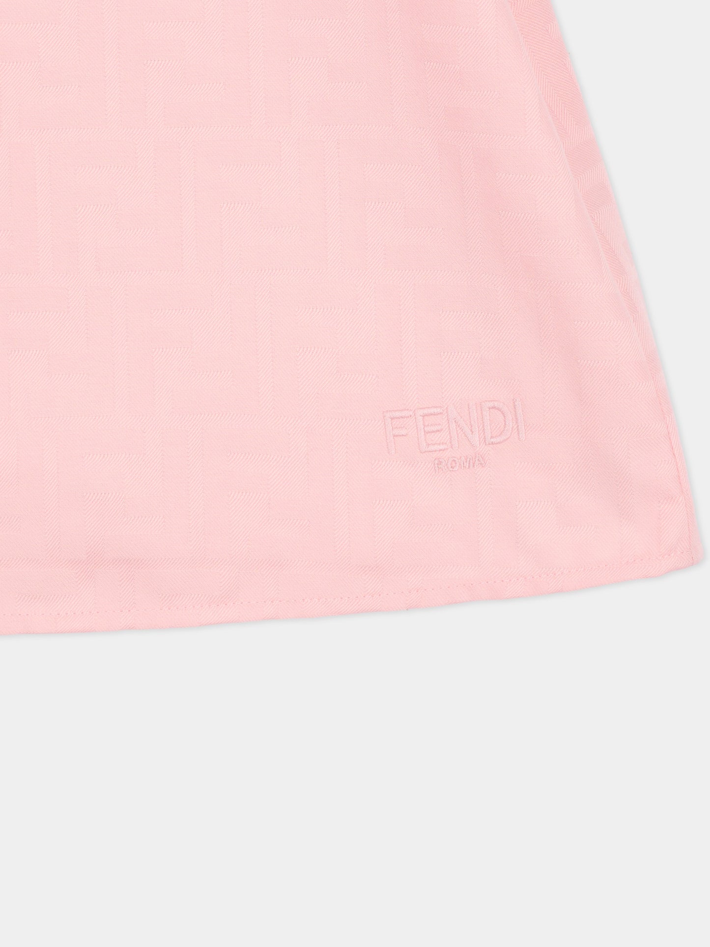 Vestito rosa per neonata con FF,Fendi Kids,BFB591 AS64 F1UL9