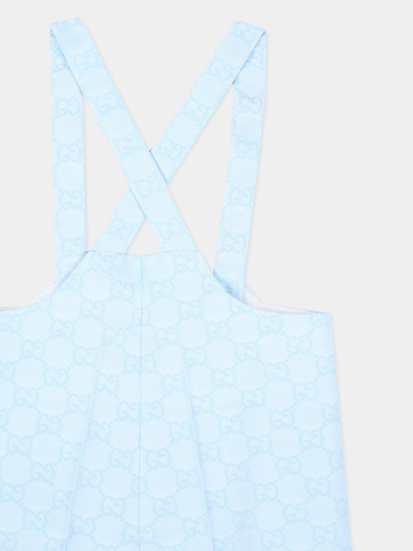 Salopette azzurra per neonato con monogram,Gucci Kids,854119 XWA7H 4773