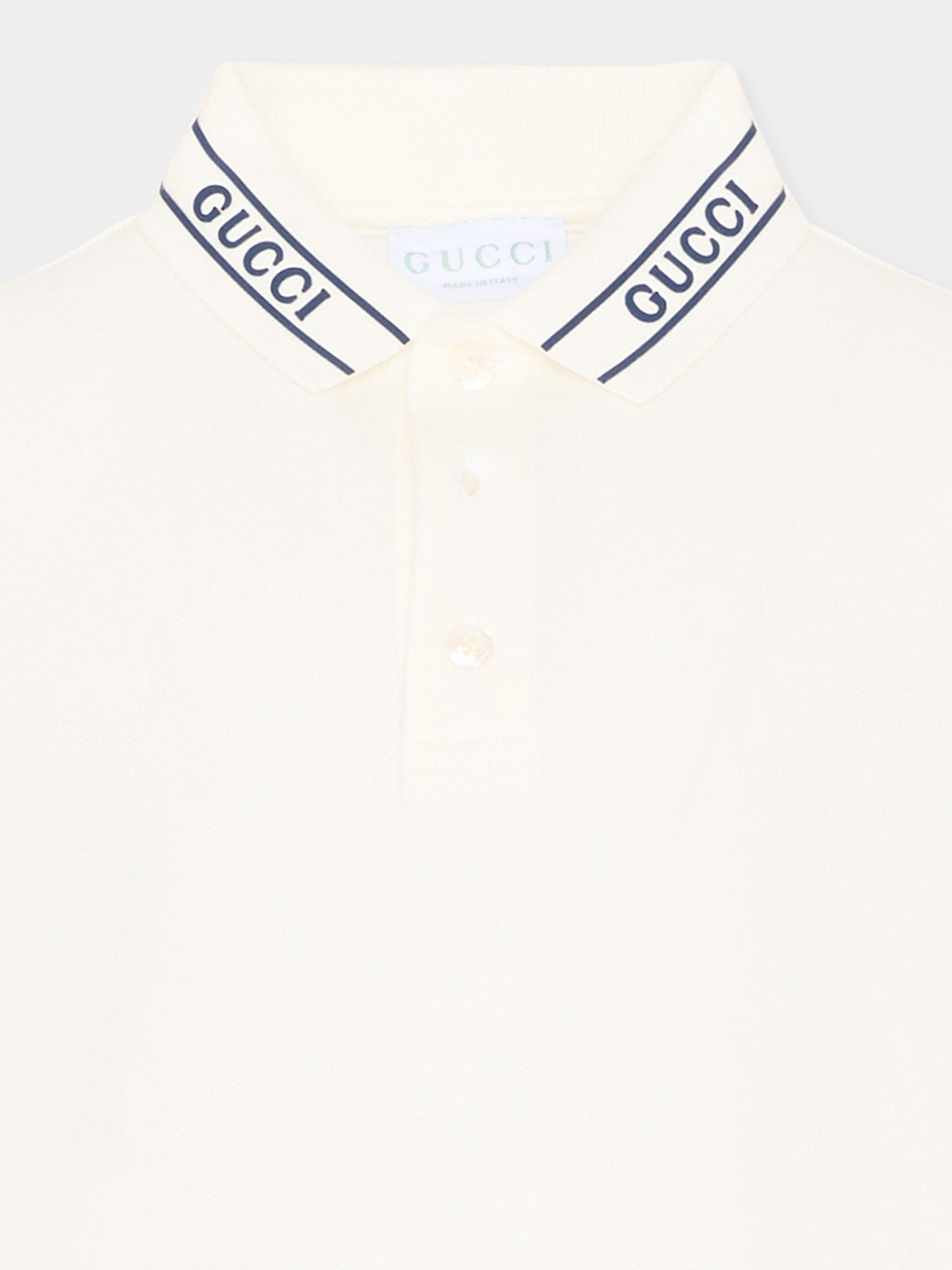 Polo bianca per bambino con logo,Gucci Kids,805405 XJHNL 9024
