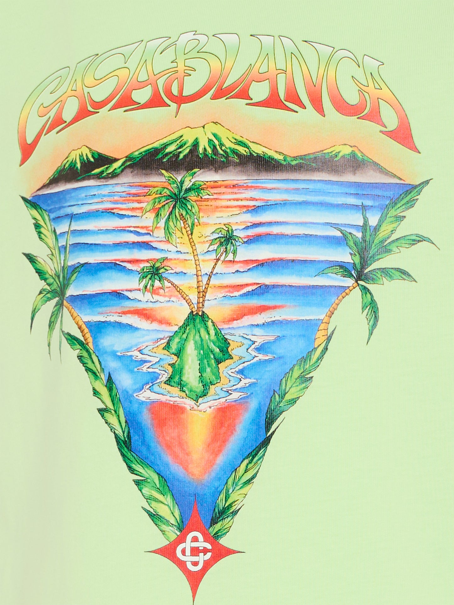 T-shirt verde per bambini con stampa isola,Casablanca,KSP26 JTS 038 02 EX BC