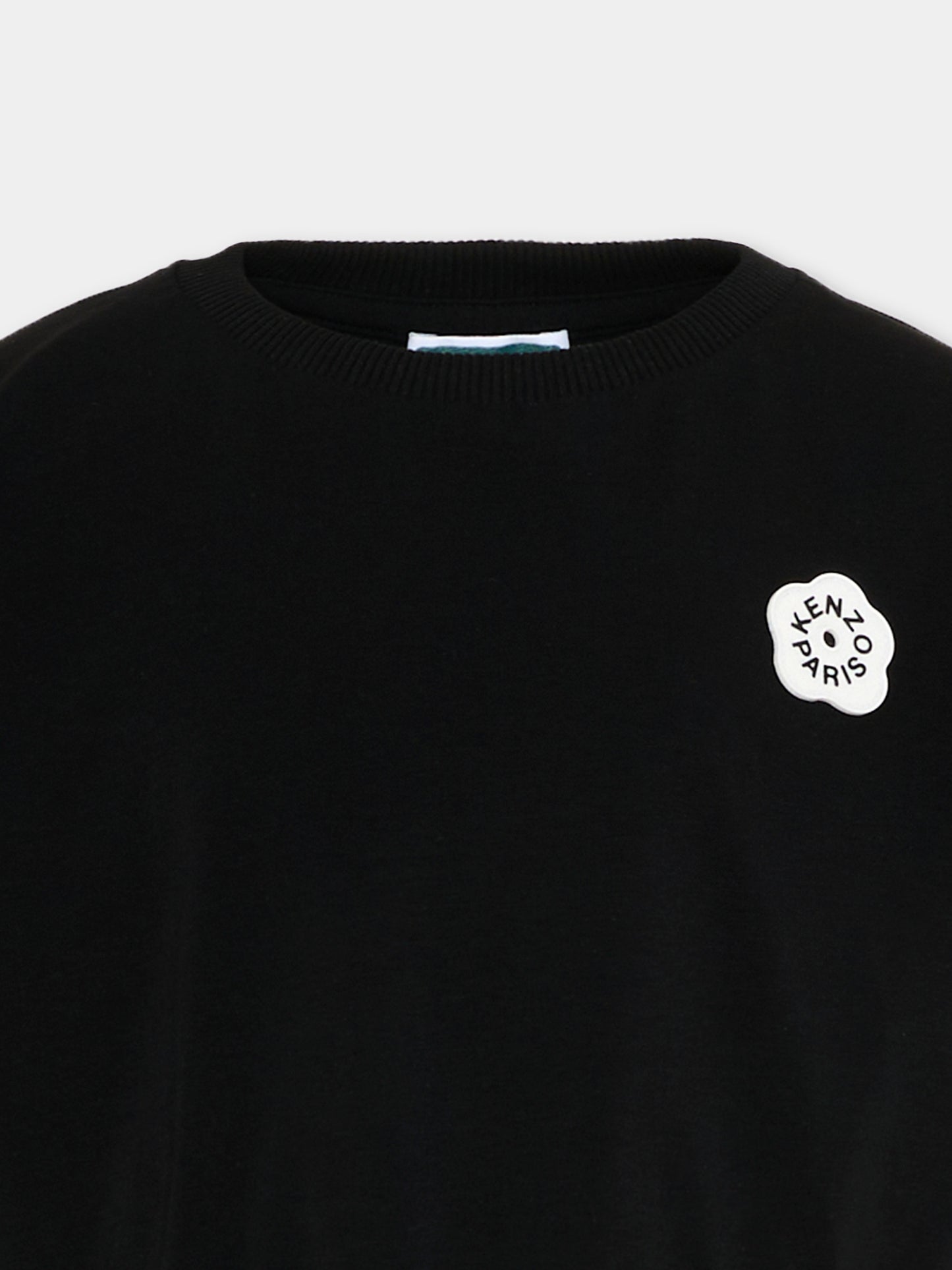 T-Shirt nera per bambina con fiore Boke,Kenzo Kids,K61621 09B