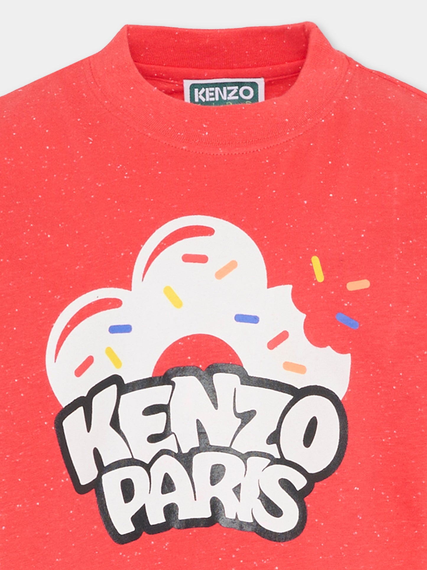 T-shirt rossa per bambino con papavero donut,Kenzo Kids,K61674 976