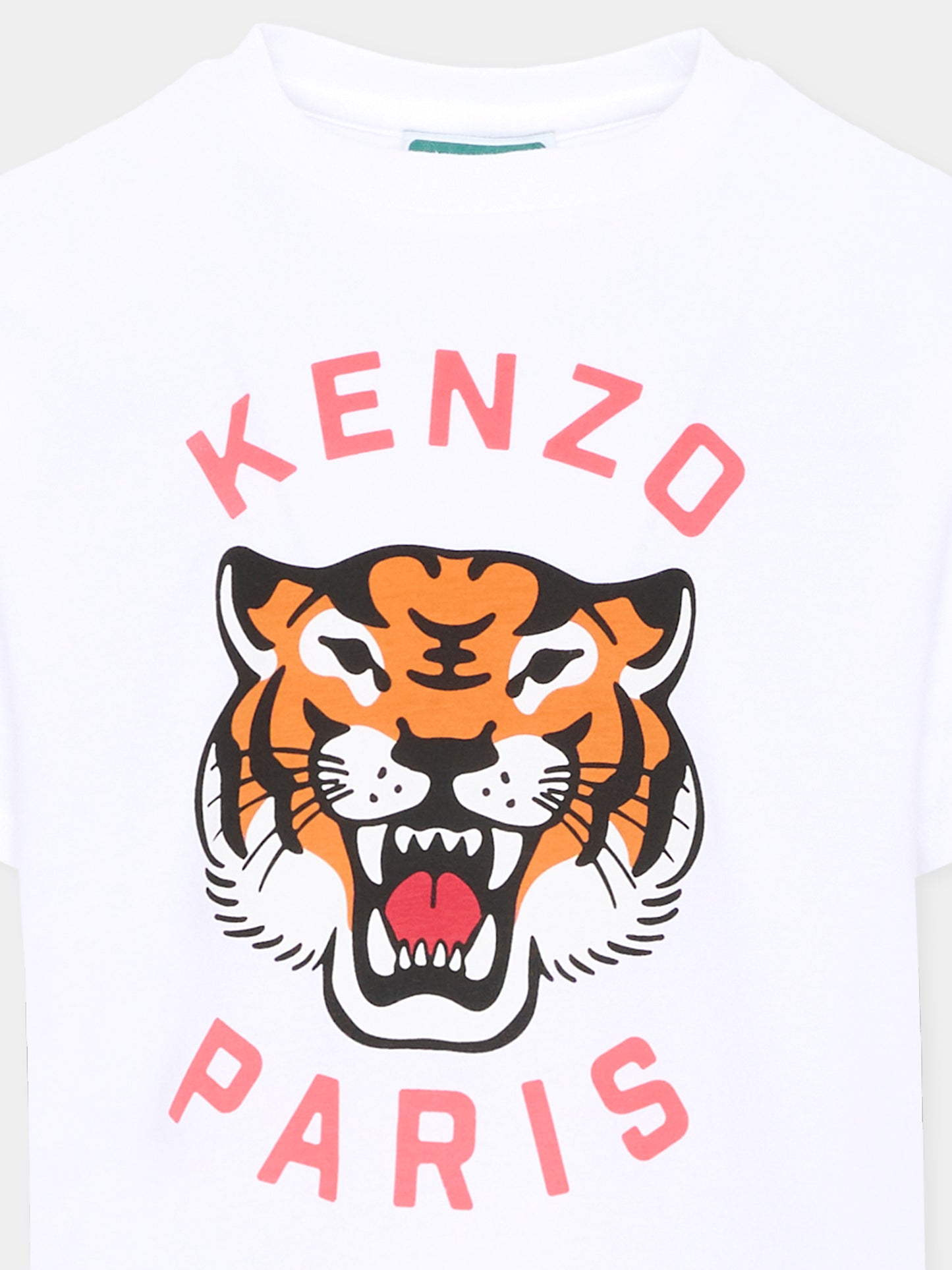 T-shirt bianca per bambini con Lucky Tiger,Kenzo Kids,K61676 10P
