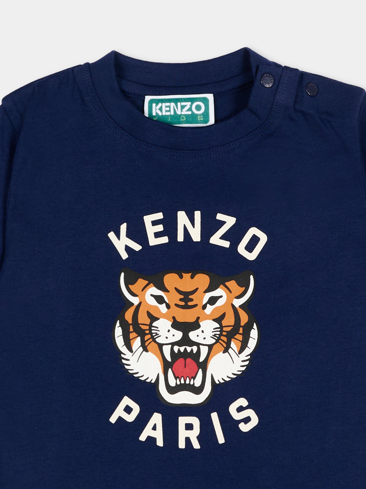 T-Shirt blu per neonati con logo Tiger,Kenzo Kids,K61718 84N