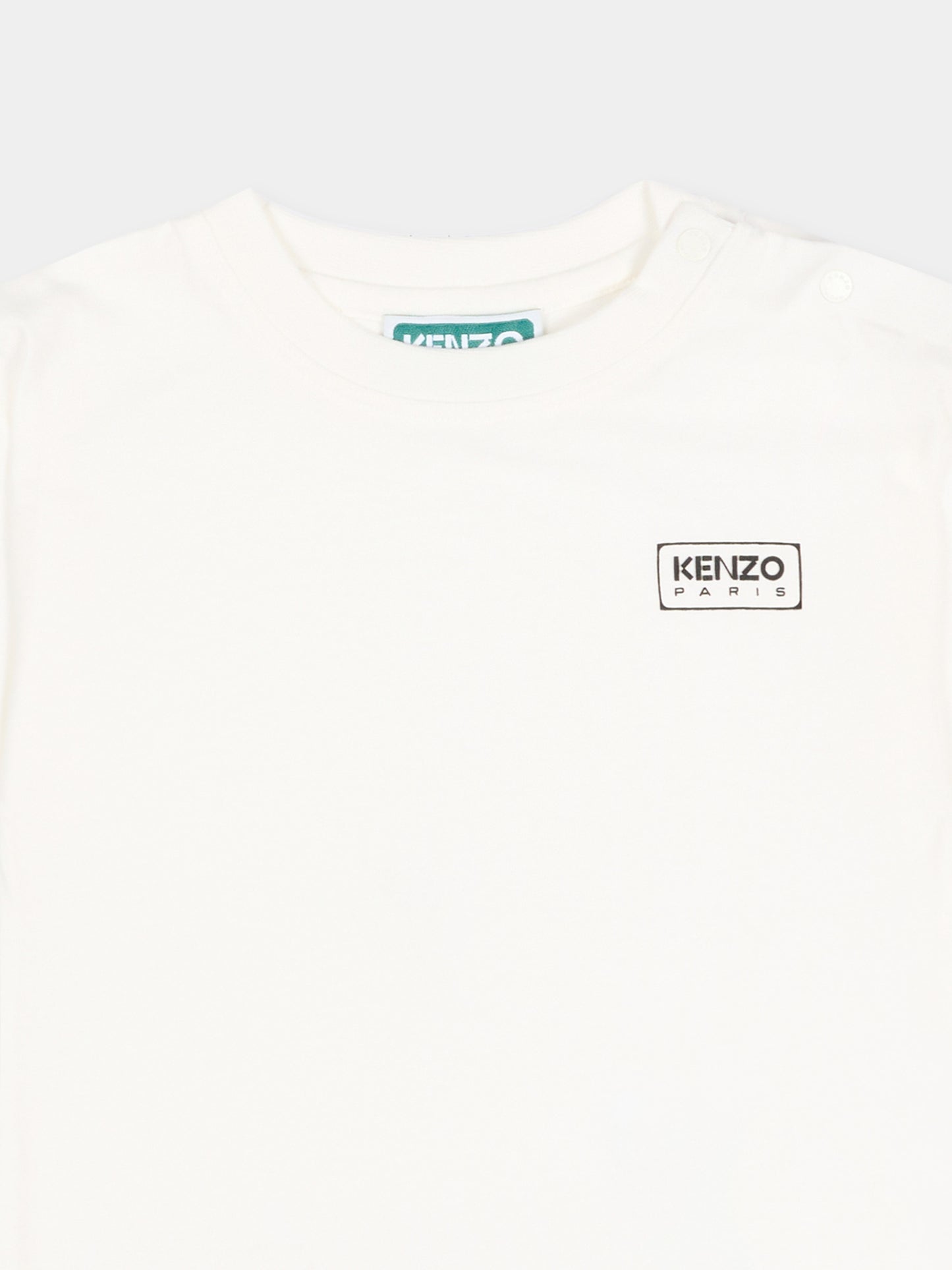 T-Shirt avorio per neonati con logo,Kenzo Kids,K61724 117