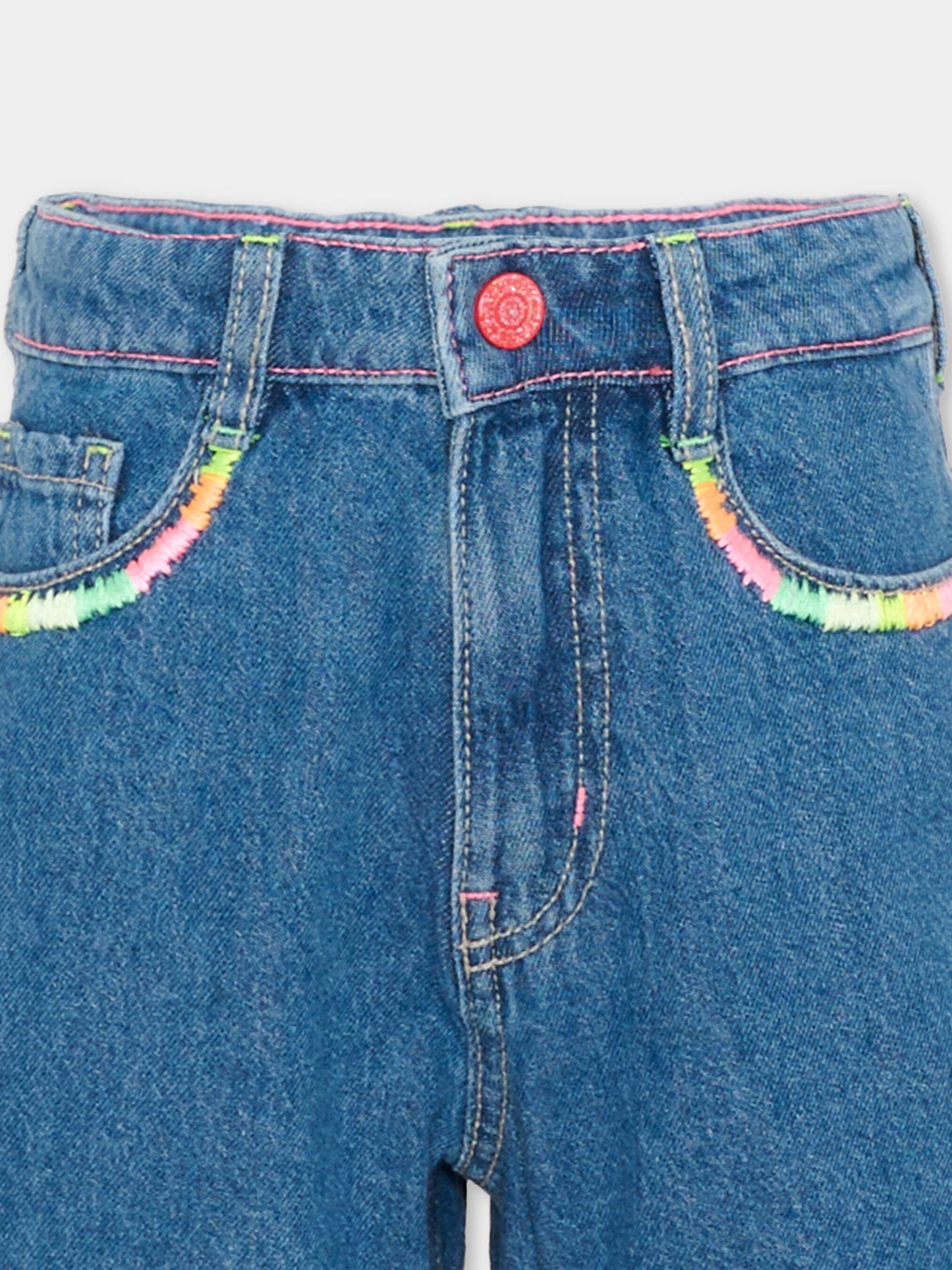 Shorts denim per bambina con arcobaleno,Billieblush,U21882 Z13